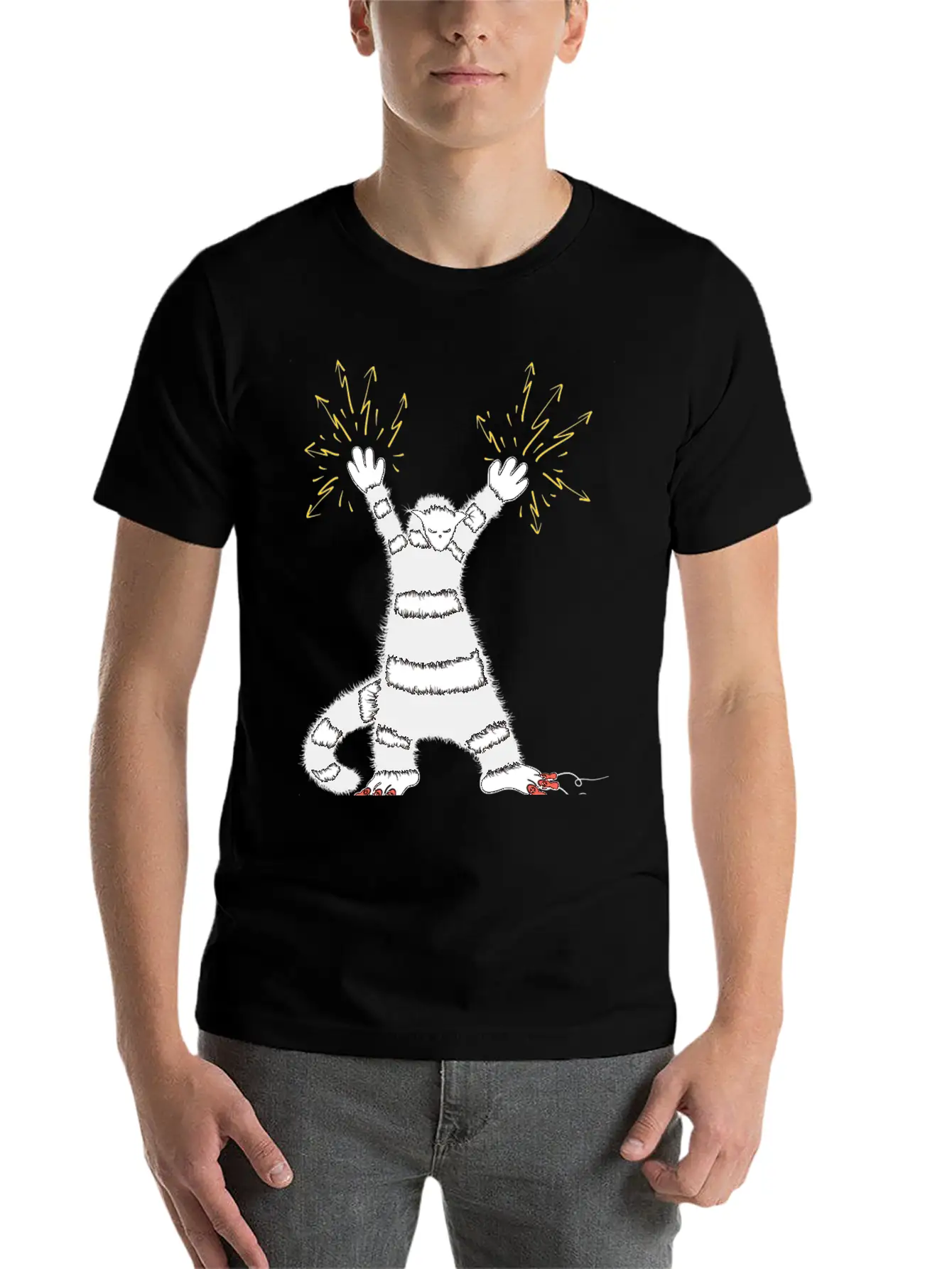 Cool Cute Weird Electro Cat Character Classic Cotton Tee – Unisex Comfort For Any Season