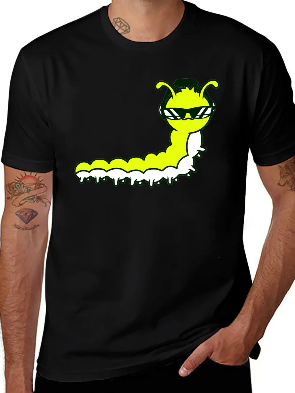 Cool DJ Caterpillar Comic Music Club Party Drawing Relaxed Everyday Tee – Lightweight And Durable Cotton