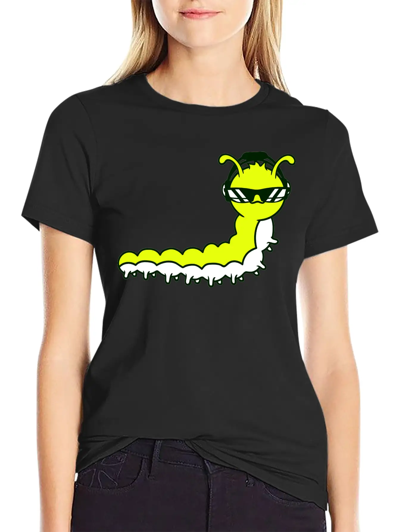 Cool DJ Caterpillar Comic Music Club Party Drawing Relaxed Everyday Tee – Lightweight And Durable Cotton