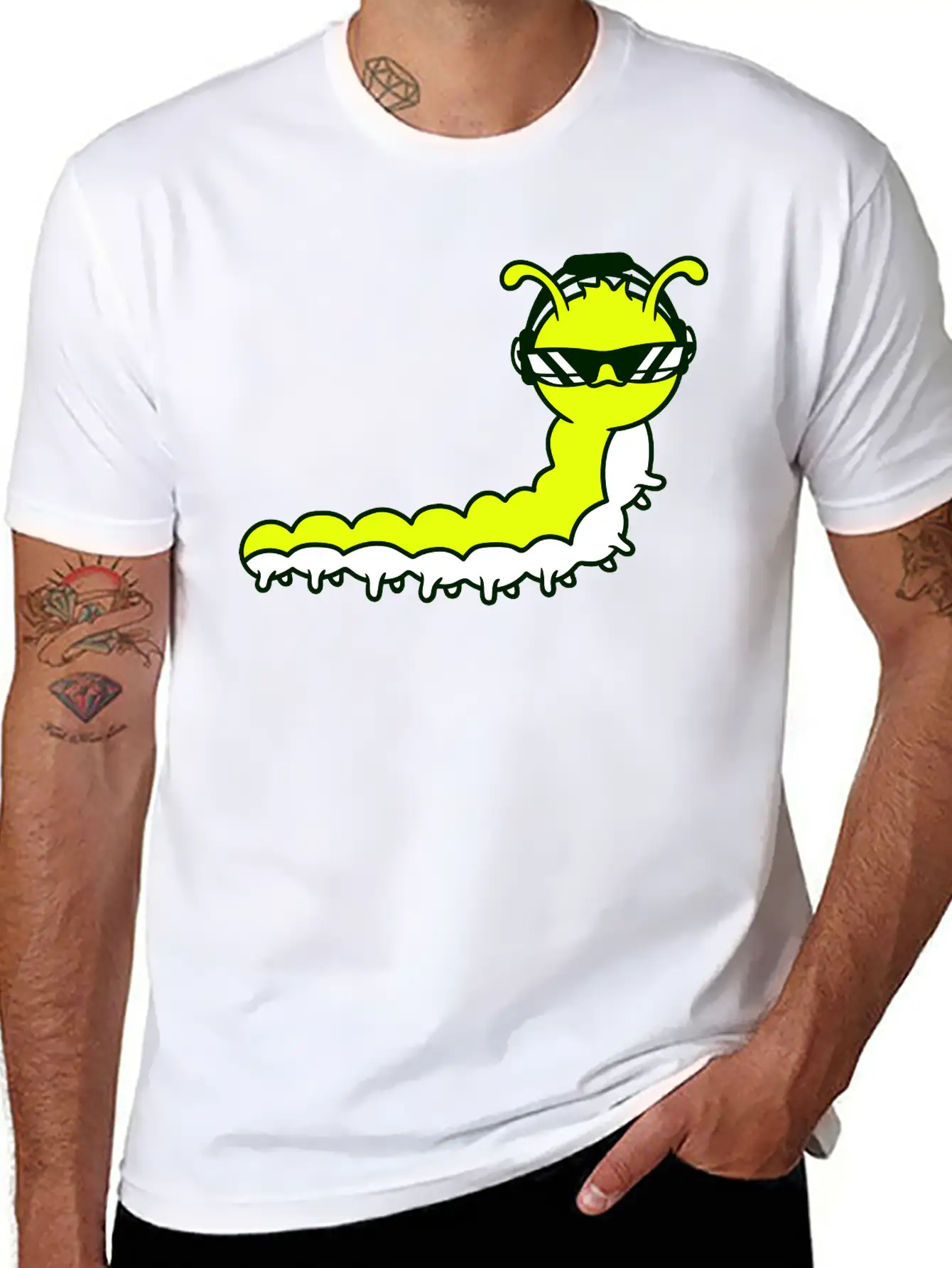 Cool DJ Caterpillar Comic Music Club Party Drawing Relaxed Everyday Tee – Lightweight And Durable Cotton