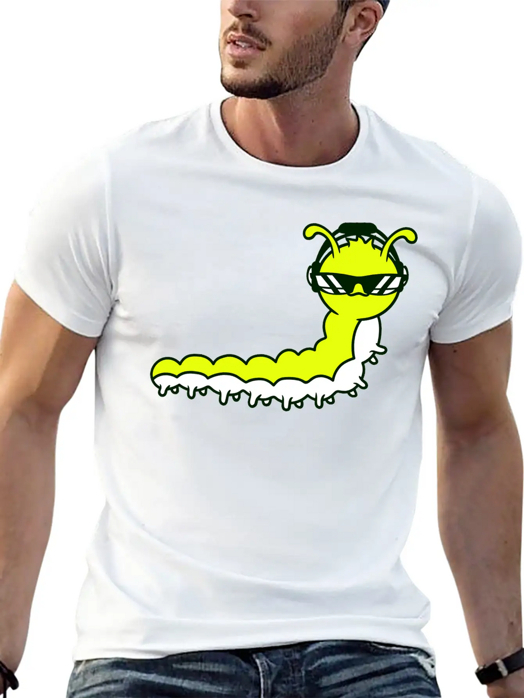 Cool DJ Caterpillar Comic Music Club Party Drawing Relaxed Everyday Tee – Lightweight And Durable Cotton