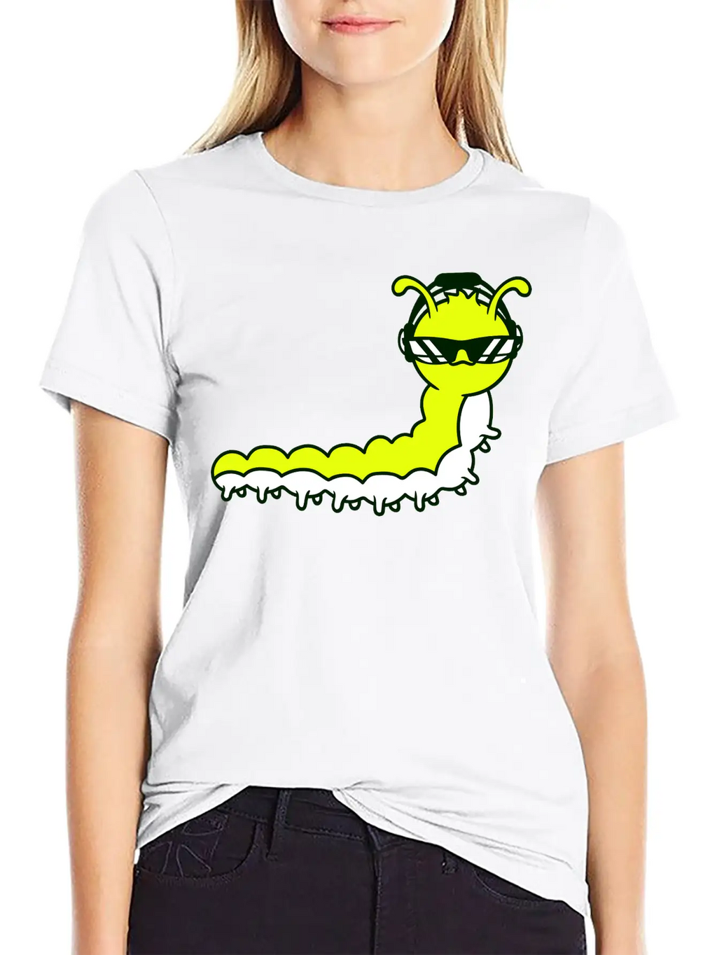 Cool DJ Caterpillar Comic Music Club Party Drawing Relaxed Everyday Tee – Lightweight And Durable Cotton
