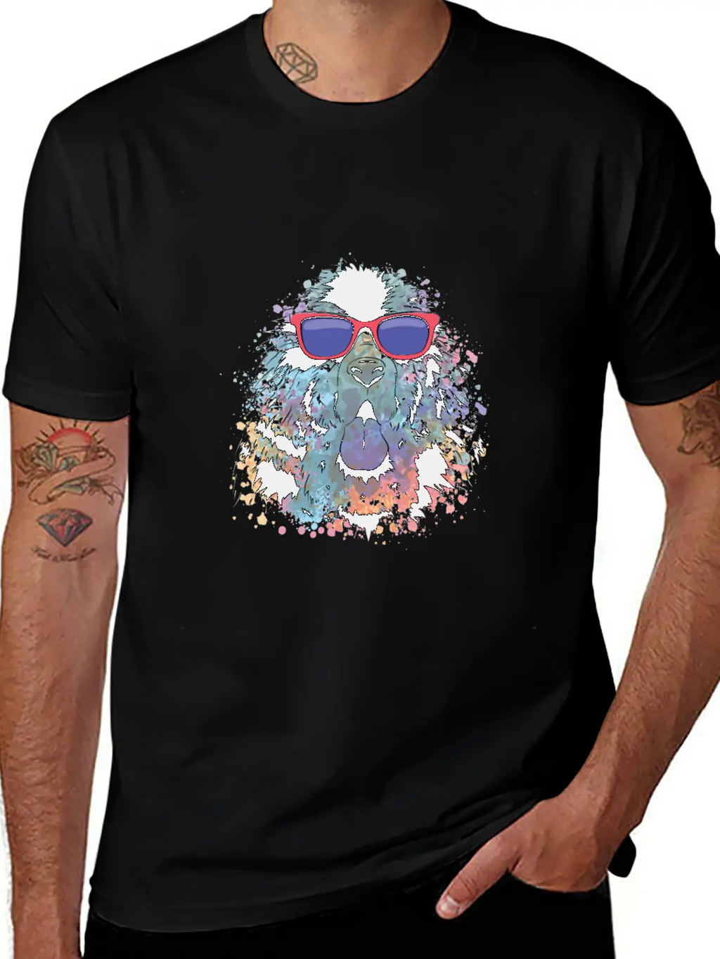 Cool Dog Tshirt Dog With Sunglasses Colorful Relaxed Everyday Tee – Lightweight And Durable Cotton