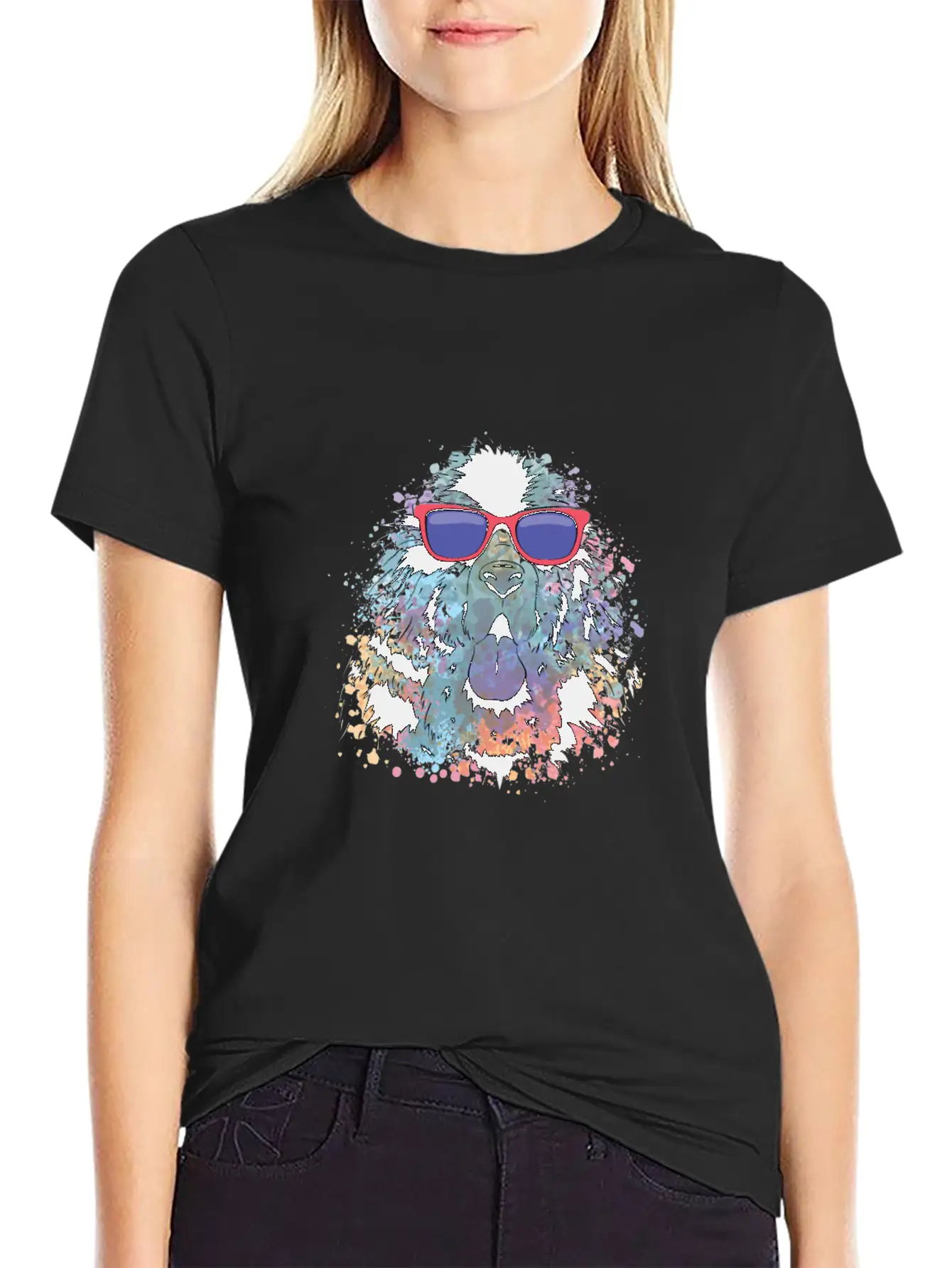 Cool Dog Tshirt Dog With Sunglasses Colorful Relaxed Everyday Tee – Lightweight And Durable Cotton
