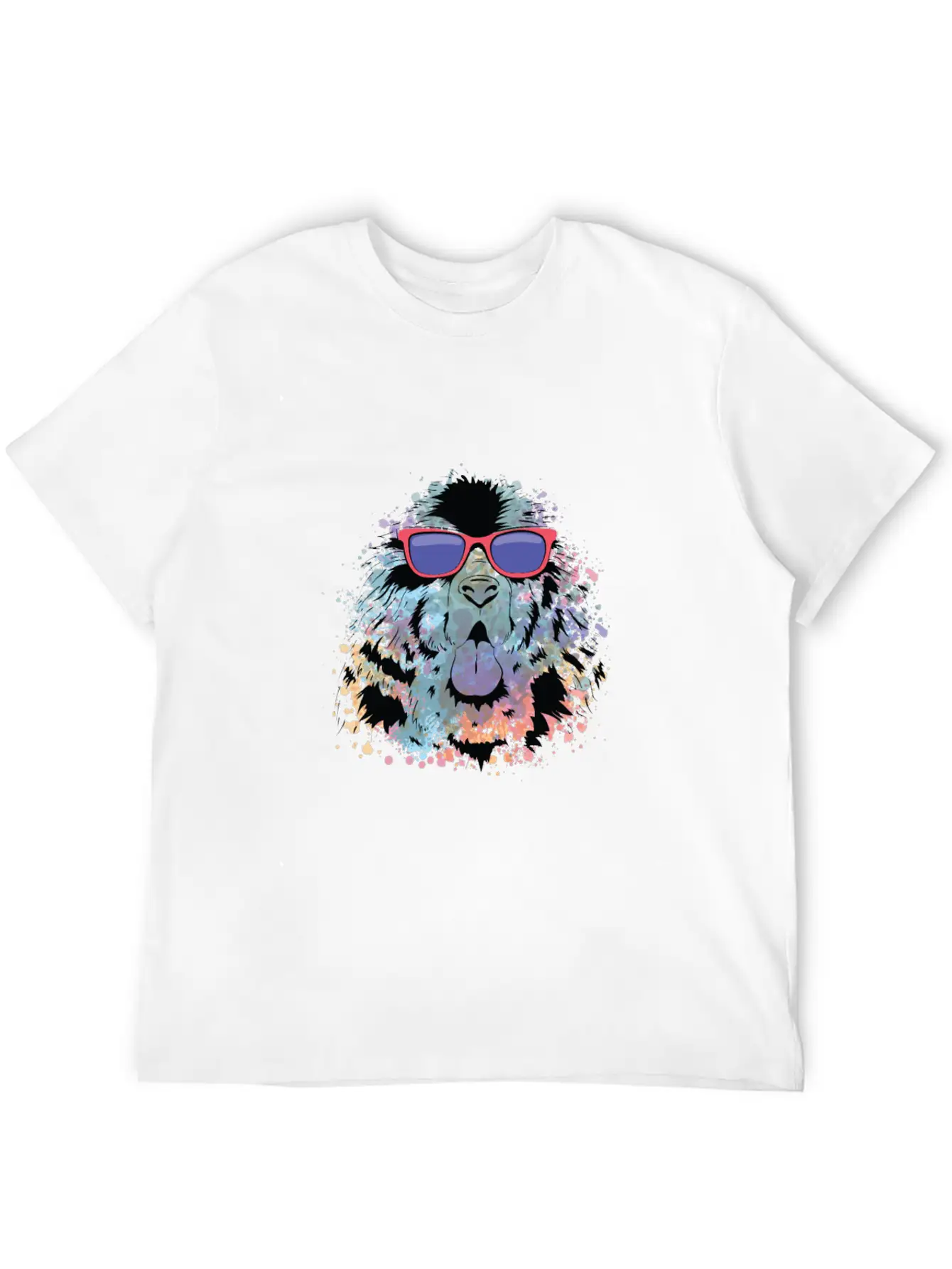 Cool Dog Tshirt Dog With Sunglasses Colorful Relaxed Everyday Tee – Lightweight And Durable Cotton