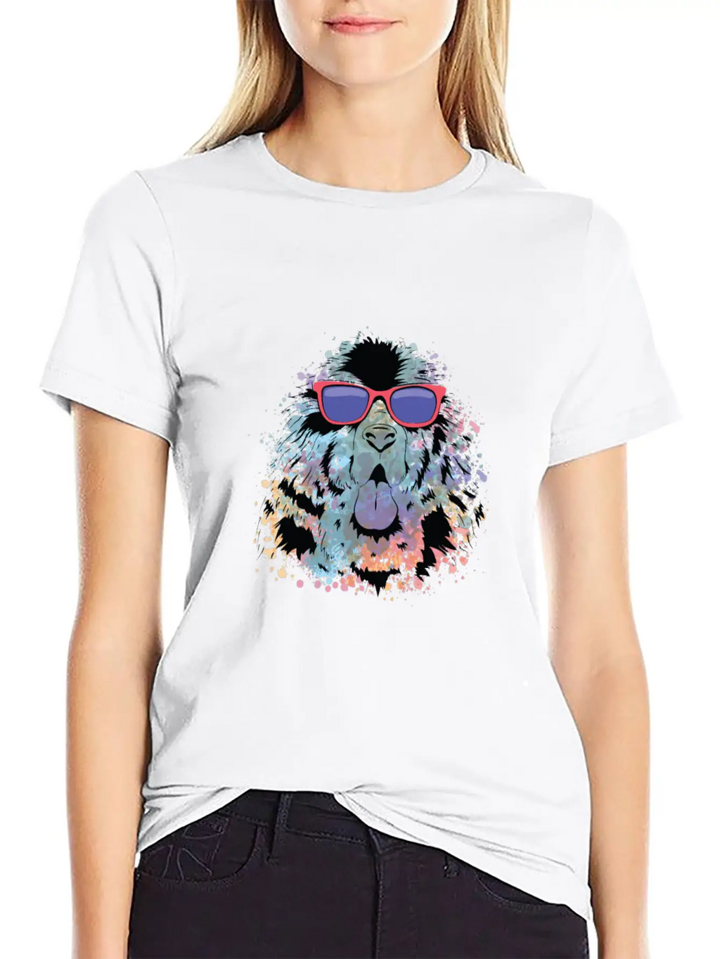Cool Dog Tshirt Dog With Sunglasses Colorful Relaxed Everyday Tee – Lightweight And Durable Cotton