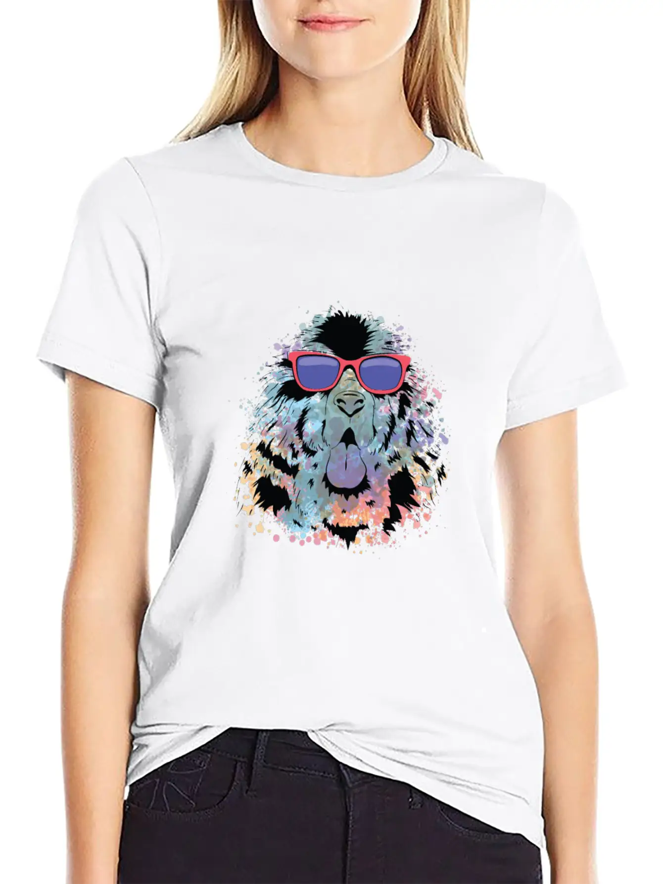 Cool Dog Tshirt Dog With Sunglasses Colorful Relaxed Everyday Tee – Lightweight And Durable Cotton