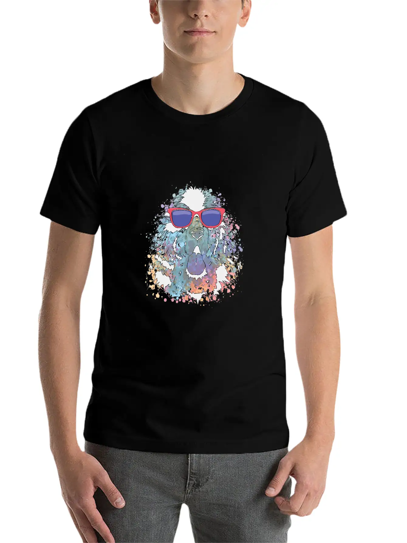 Cool Dog Tshirt Dog With Sunglasses Colorful Relaxed Everyday Tee – Lightweight And Durable Cotton