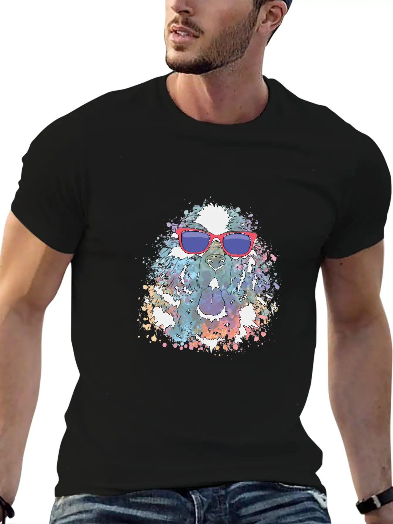 Cool Dog Tshirt Dog With Sunglasses Colorful Relaxed Everyday Tee – Lightweight And Durable Cotton