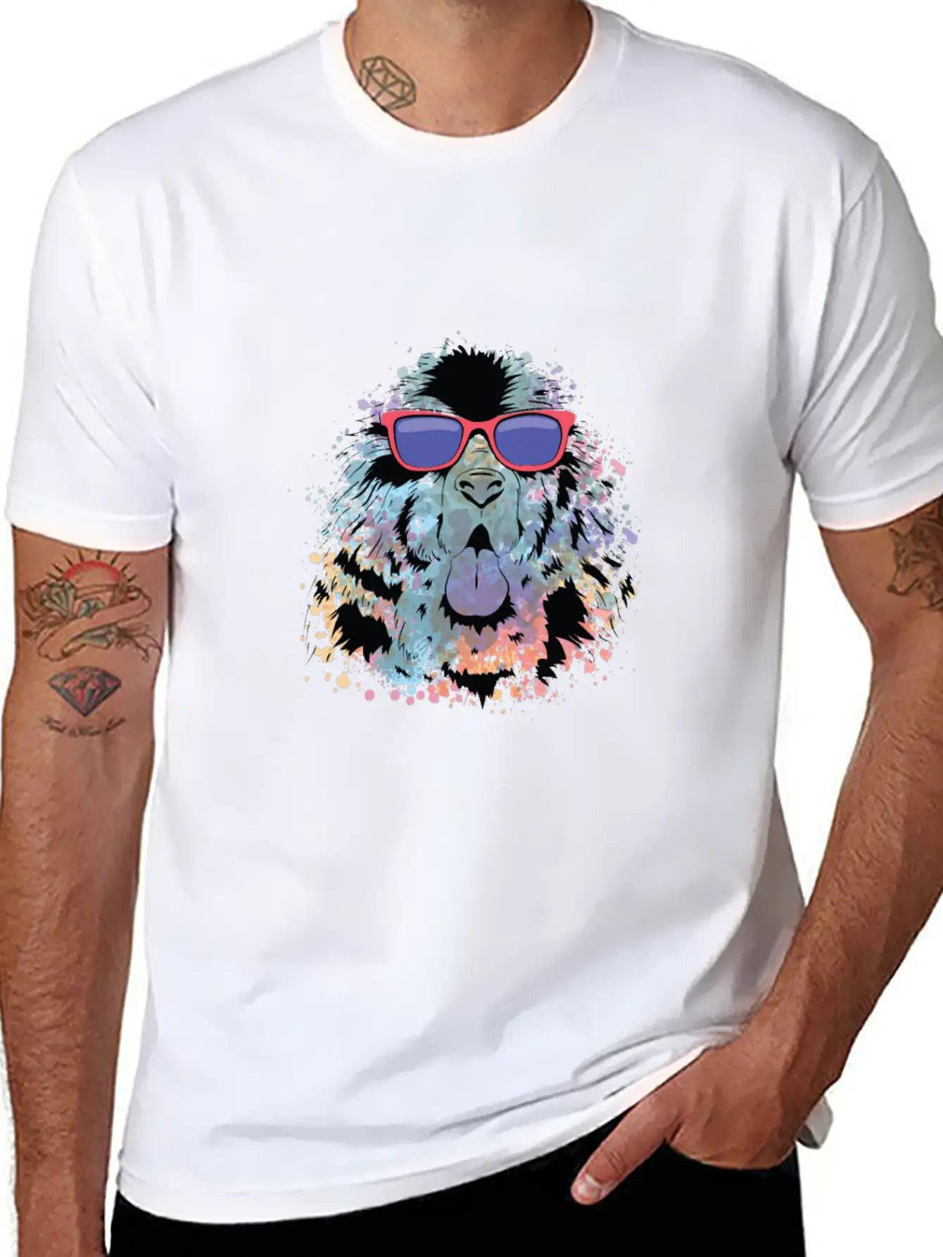 Cool Dog Tshirt Dog With Sunglasses Colorful Relaxed Everyday Tee – Lightweight And Durable Cotton