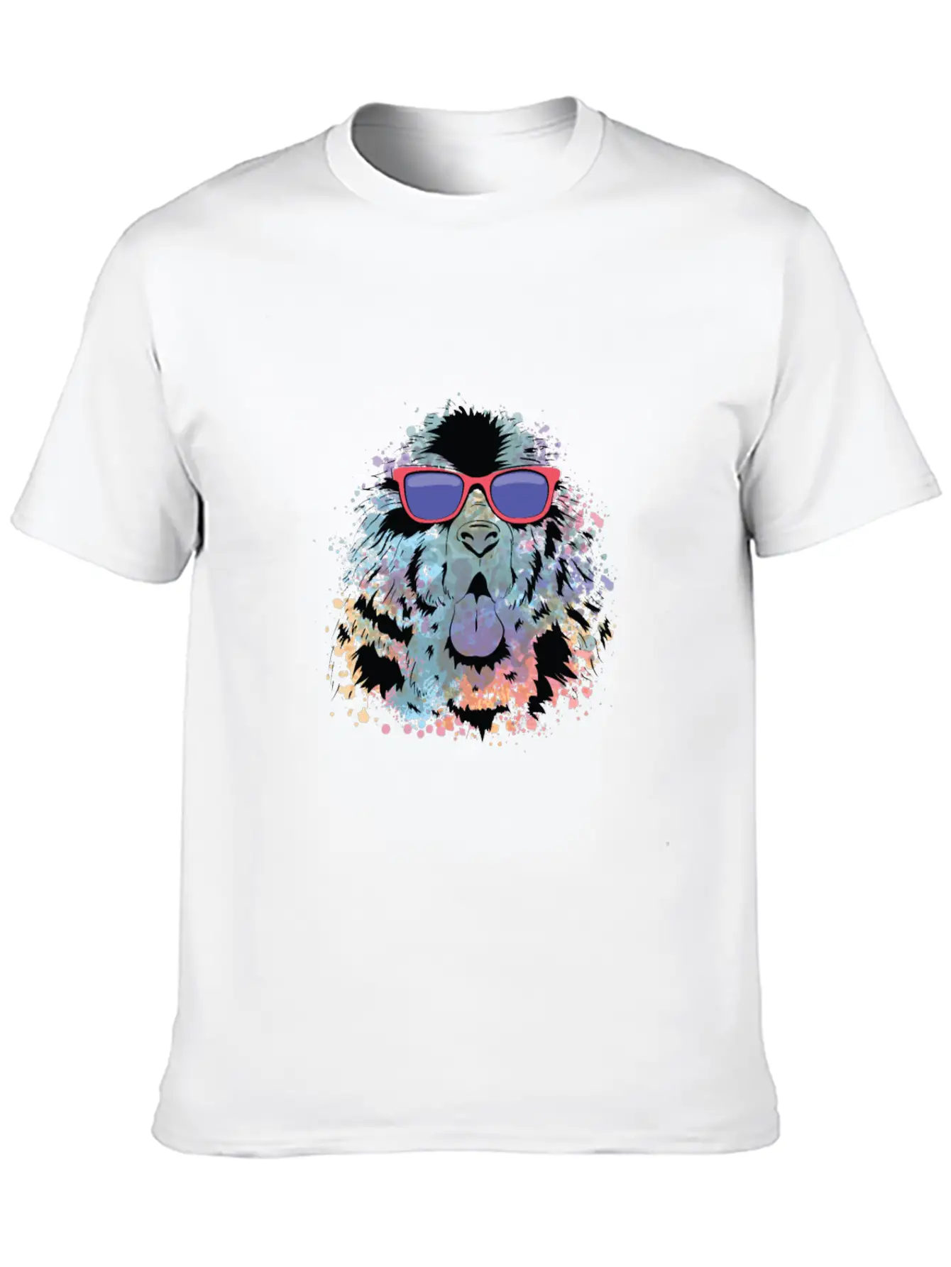 Cool Dog Tshirt Dog With Sunglasses Colorful Relaxed Everyday Tee – Lightweight And Durable Cotton