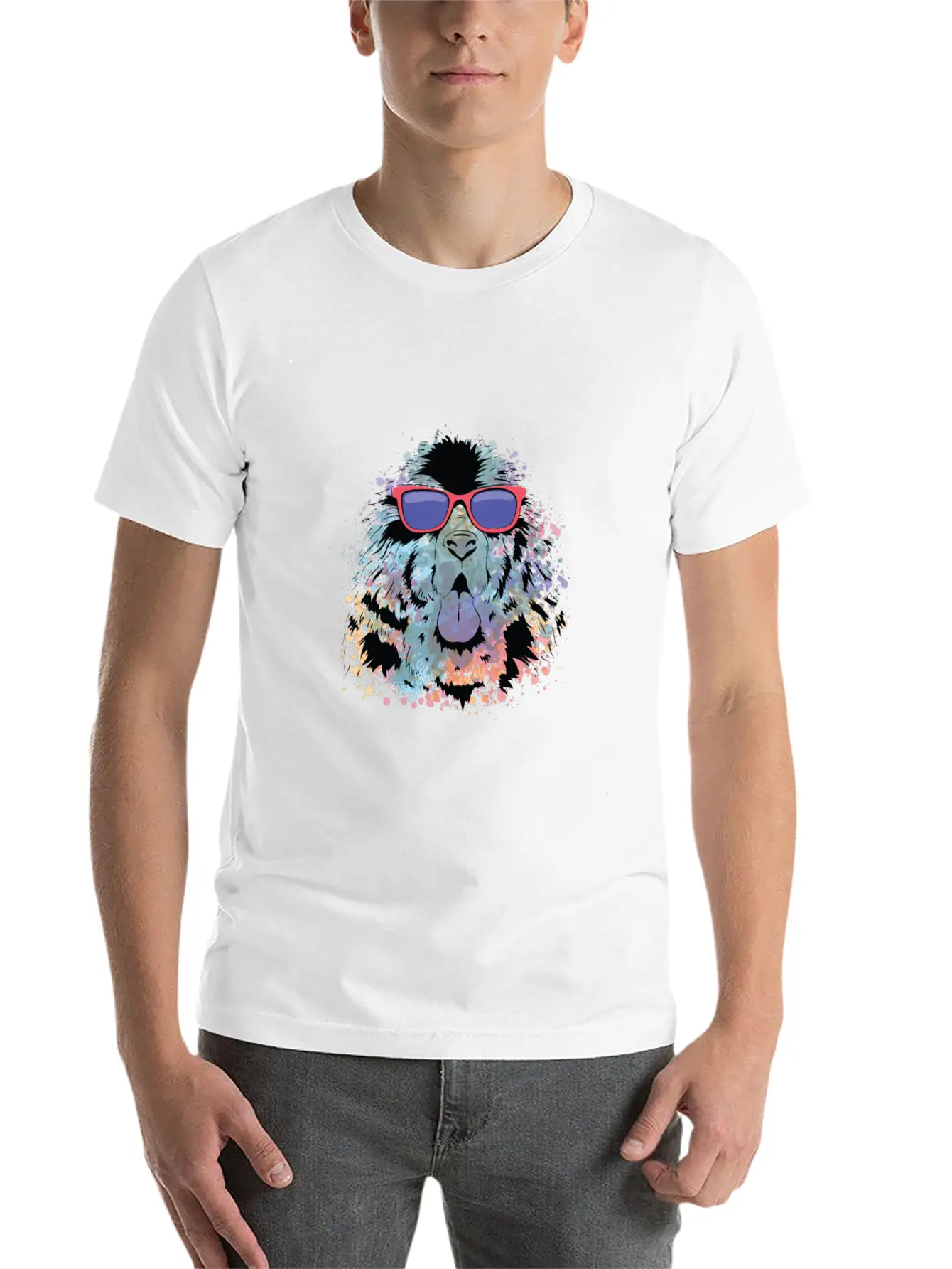 Cool Dog Tshirt Dog With Sunglasses Colorful Relaxed Everyday Tee – Lightweight And Durable Cotton