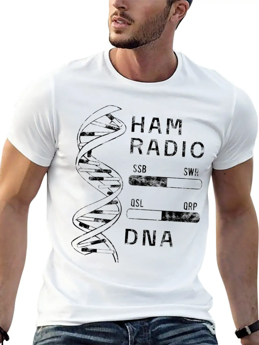 Cool Ham Radio My DNA Women Men Breathable Soft Cotton T-Shirt – Timeless Casual Look