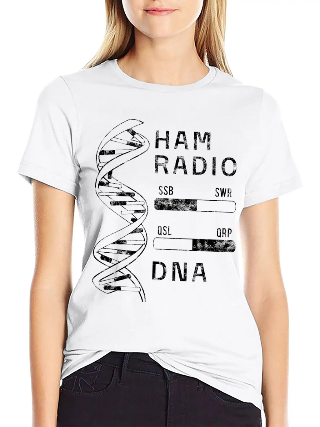 Cool Ham Radio My DNA Women Men Breathable Soft Cotton T-Shirt – Timeless Casual Look