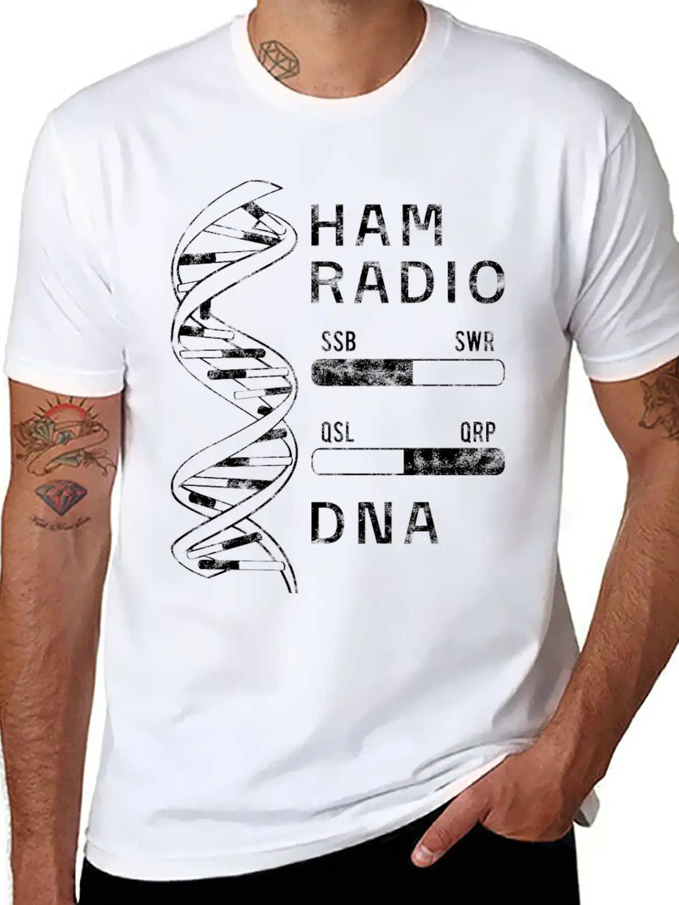 Cool Ham Radio My DNA Women Men Breathable Soft Cotton T-Shirt – Timeless Casual Look