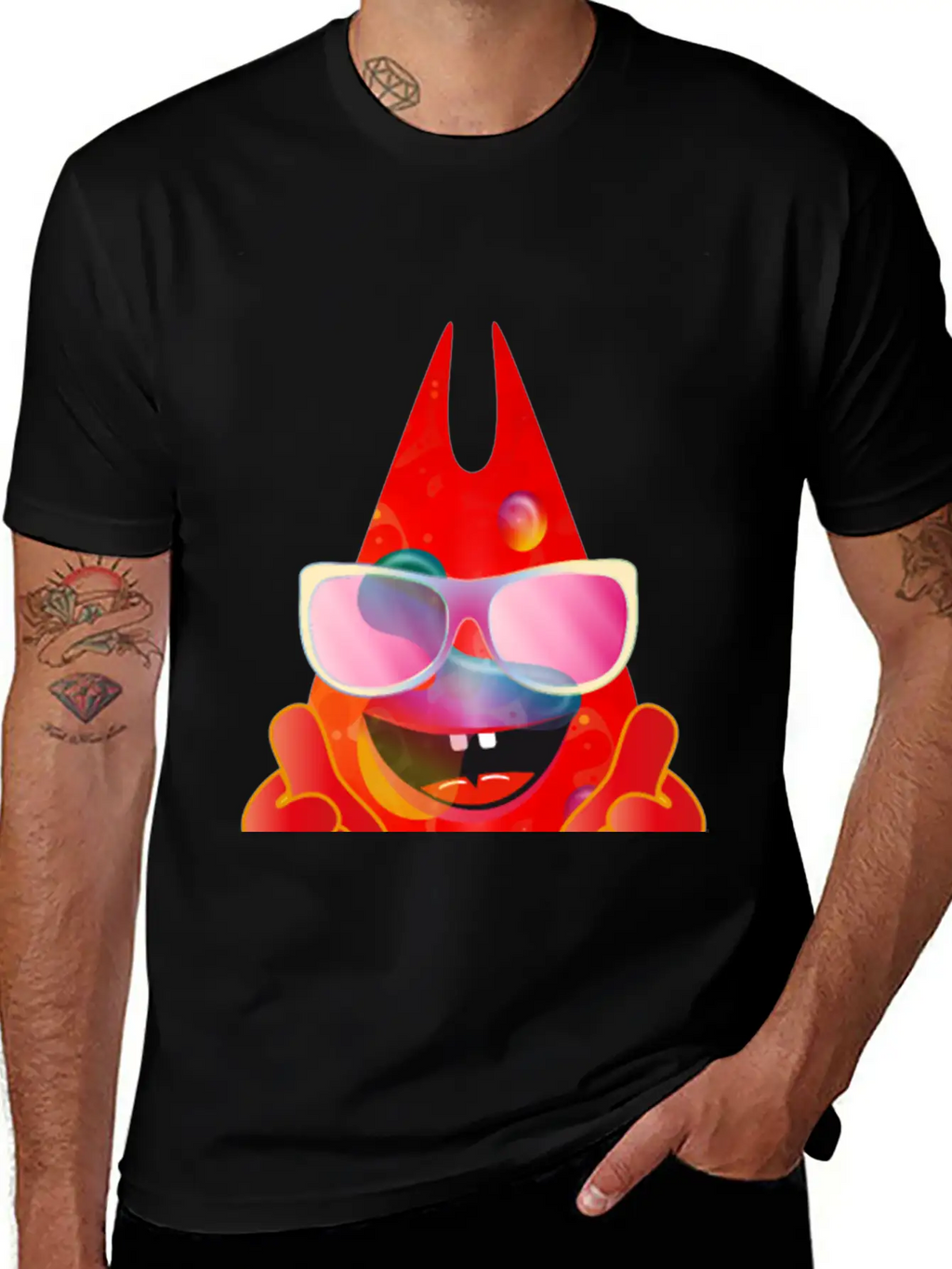 Cool Laughing Lava Lamp Devil With Sunglasses Timeless Short Sleeve Tee – Comfy And Minimalist Design