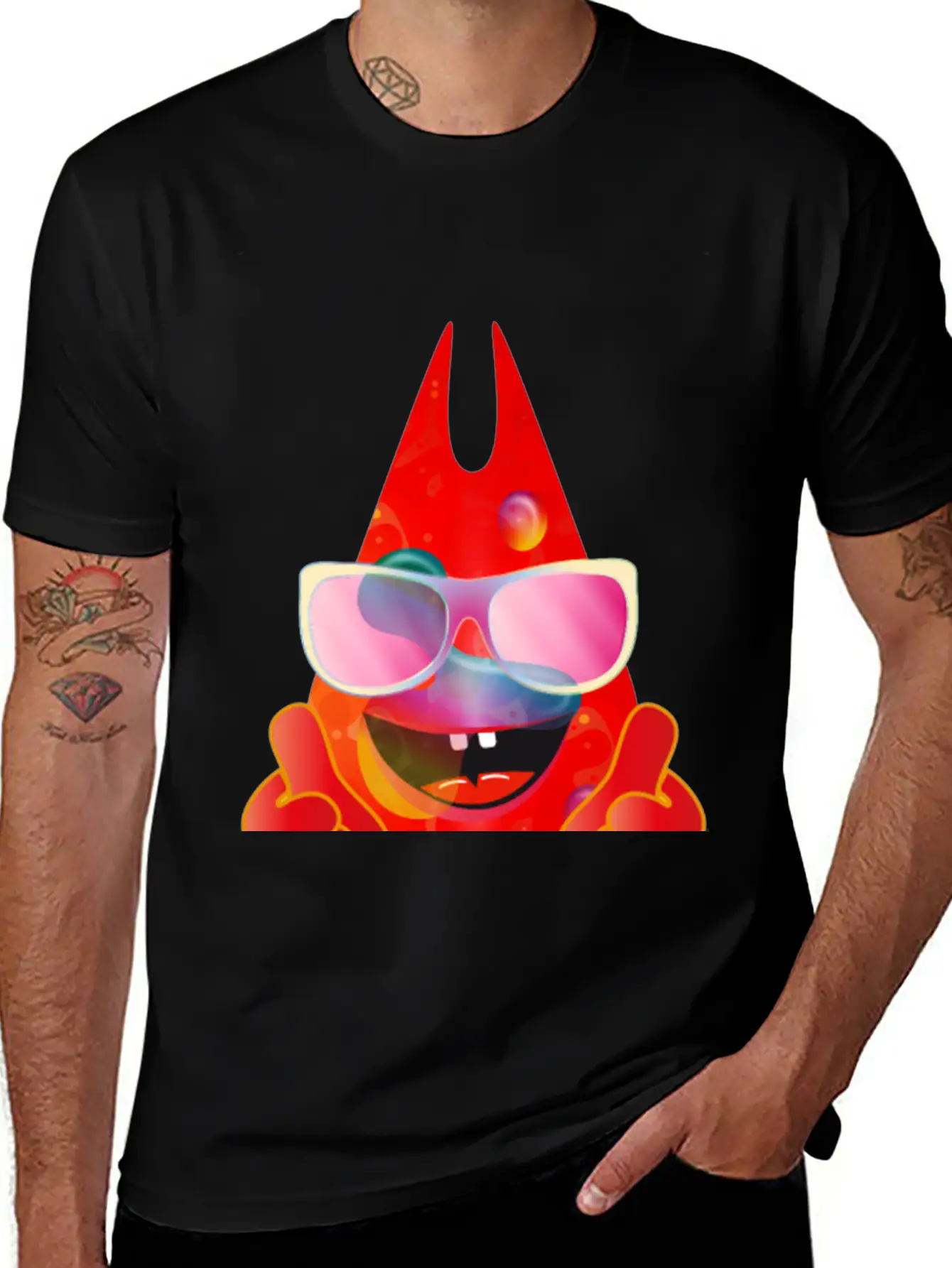 Cool Laughing Lava Lamp Devil With Sunglasses Timeless Short Sleeve Tee – Comfy And Minimalist Design