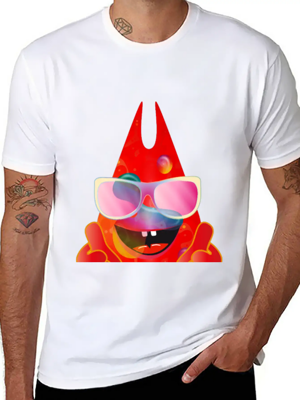 Cool Laughing Lava Lamp Devil With Sunglasses Timeless Short Sleeve Tee – Comfy And Minimalist Design