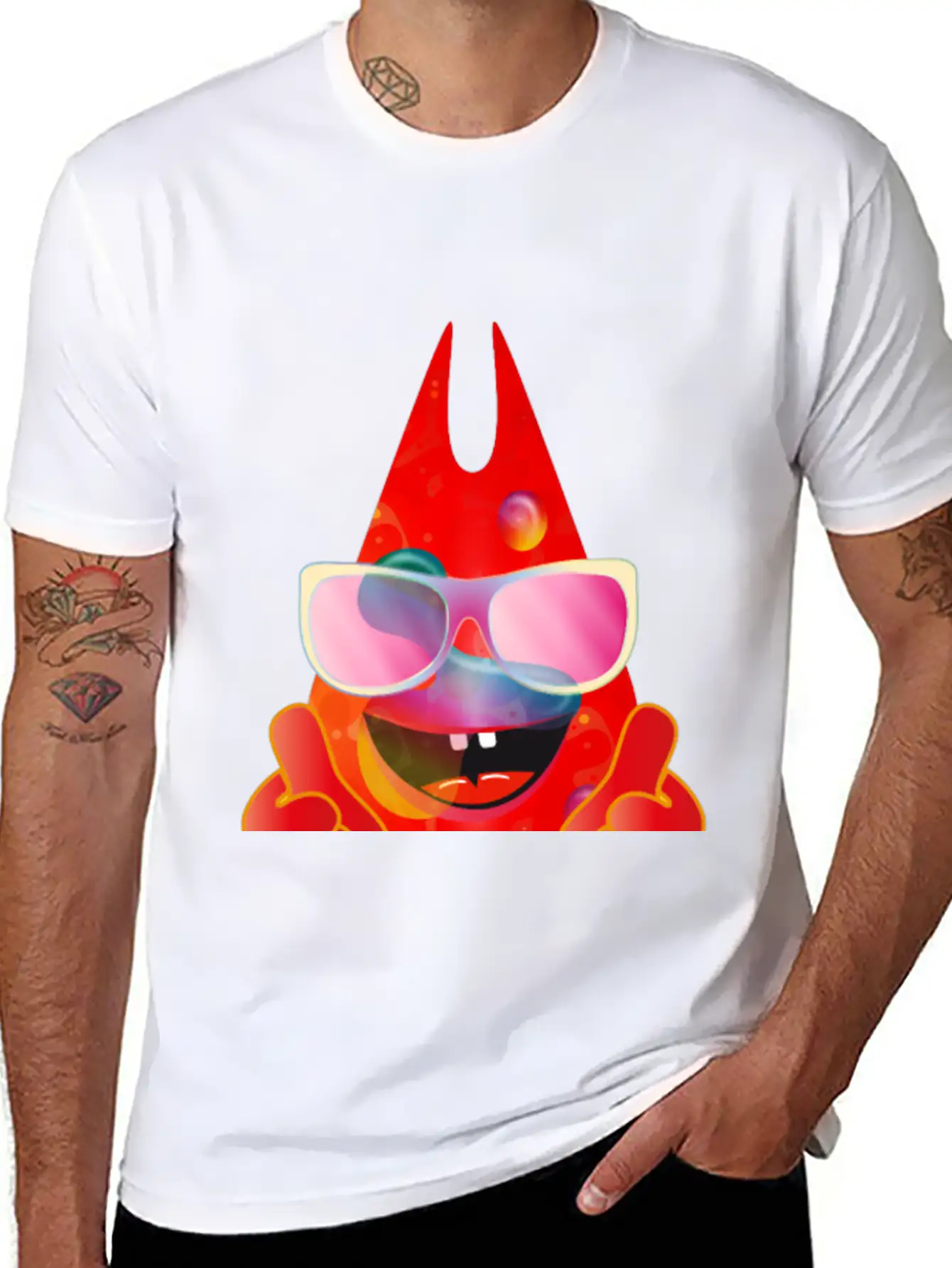 Cool Laughing Lava Lamp Devil With Sunglasses Timeless Short Sleeve Tee – Comfy And Minimalist Design