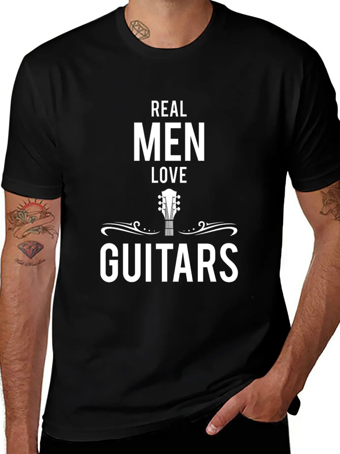 Cool Real Men Love Guitars Guitar Lovers Gift Relaxed Everyday Tee – Lightweight And Durable Cotton