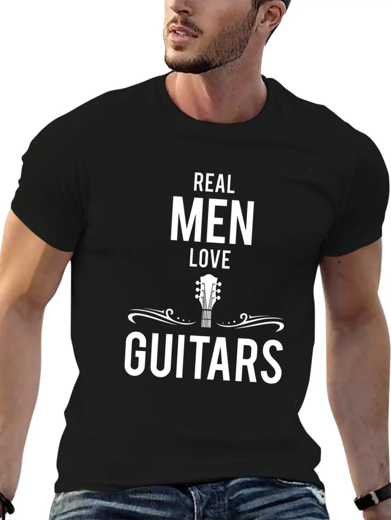 Cool Real Men Love Guitars Guitar Lovers Gift Relaxed Everyday Tee – Lightweight And Durable Cotton