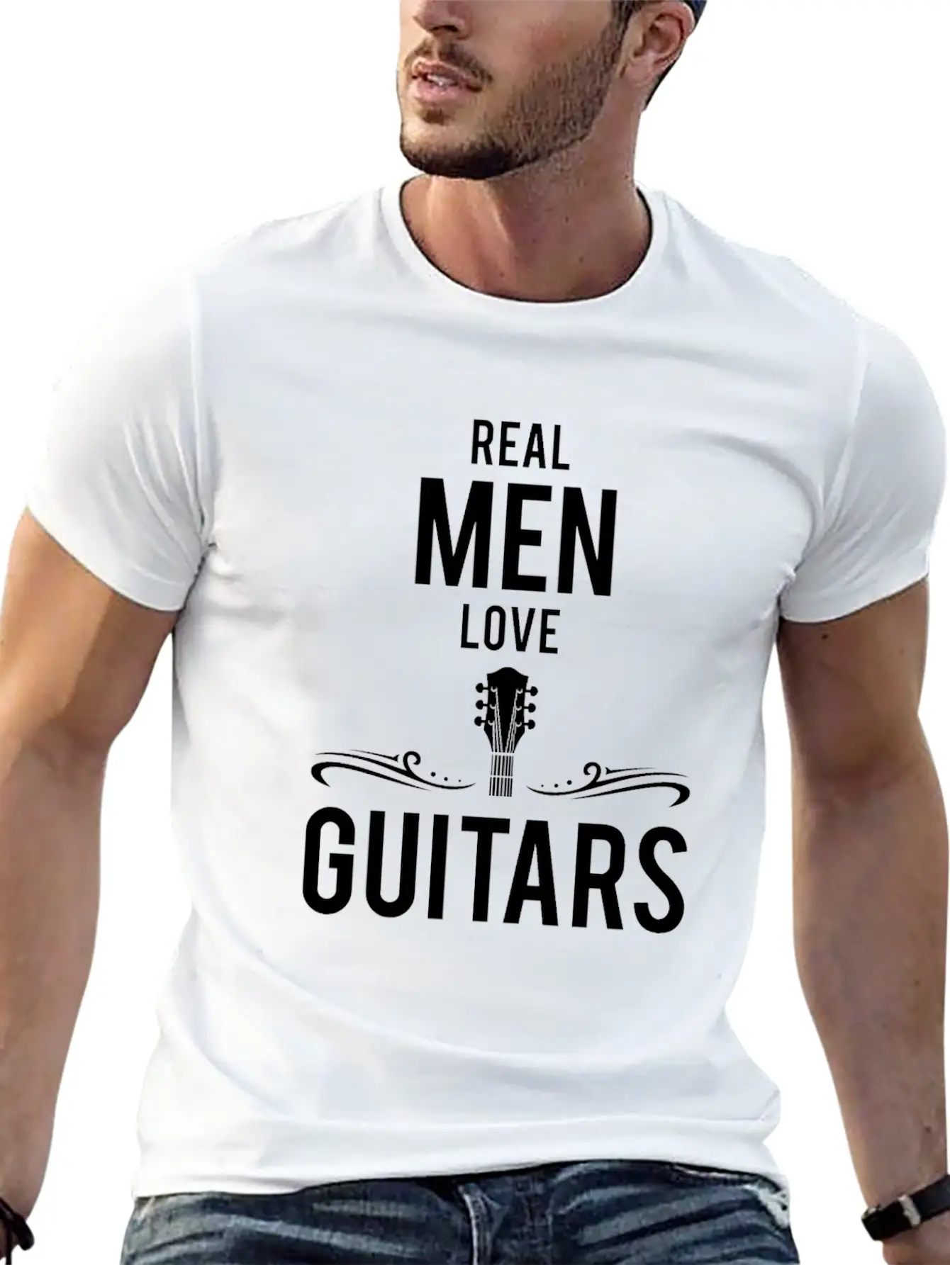 Cool Real Men Love Guitars Guitar Lovers Gift Relaxed Everyday Tee – Lightweight And Durable Cotton