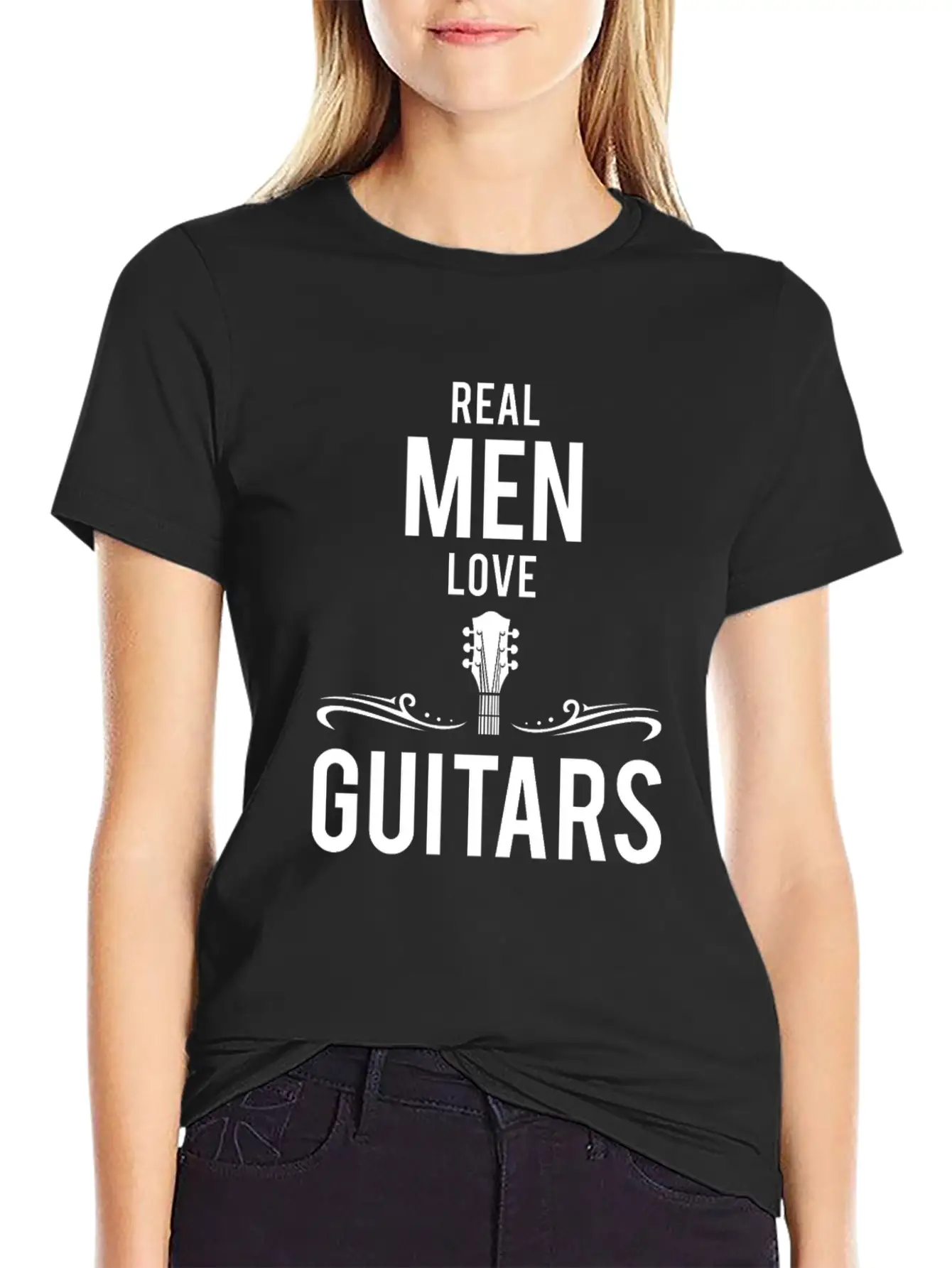 Cool Real Men Love Guitars Guitar Lovers Gift Relaxed Everyday Tee – Lightweight And Durable Cotton