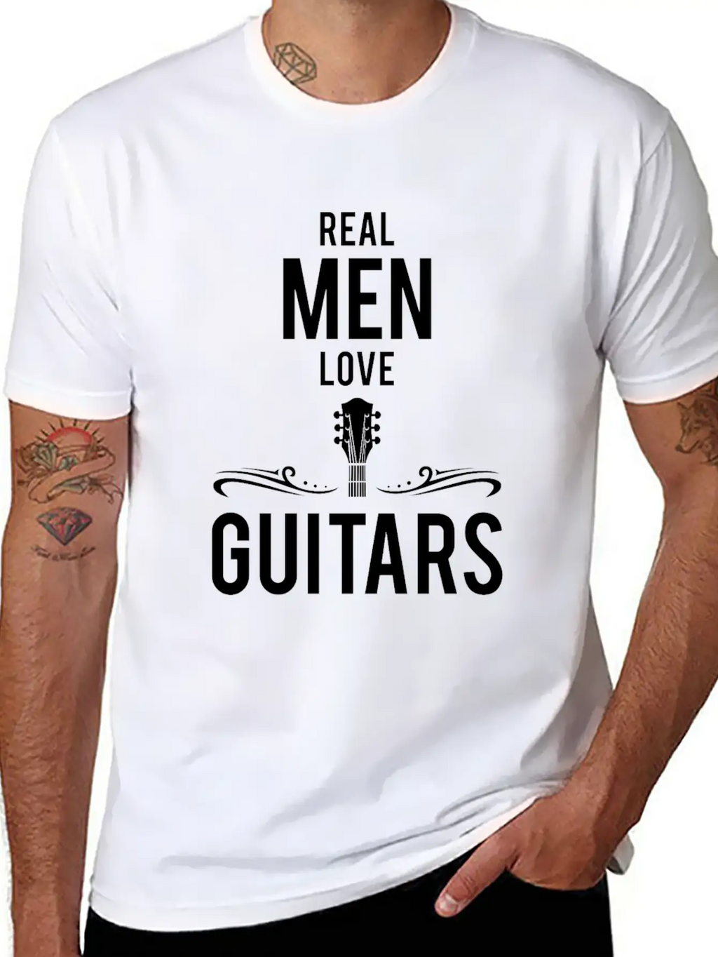 Cool Real Men Love Guitars Guitar Lovers Gift Relaxed Everyday Tee – Lightweight And Durable Cotton
