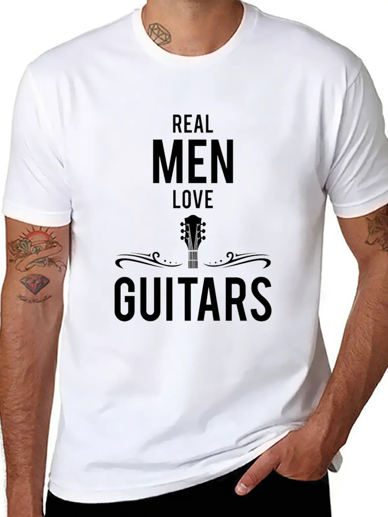 Cool Real Men Love Guitars Guitar Lovers Gift Relaxed Everyday Tee – Lightweight And Durable Cotton