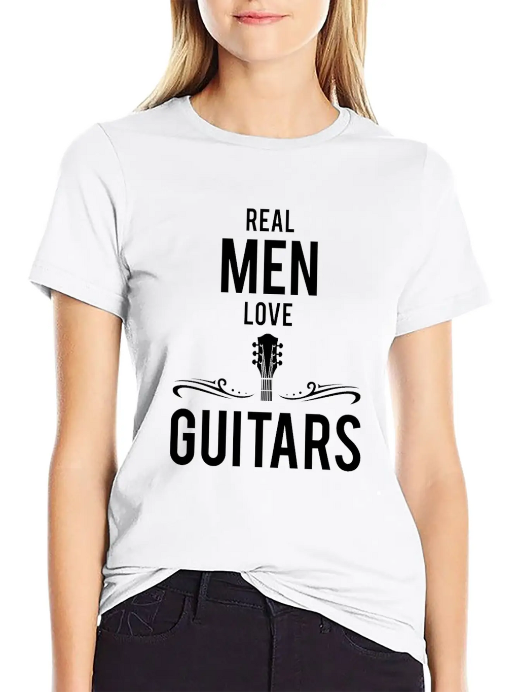 Cool Real Men Love Guitars Guitar Lovers Gift Timeless Short Sleeve Tee – Comfy And Minimalist Design