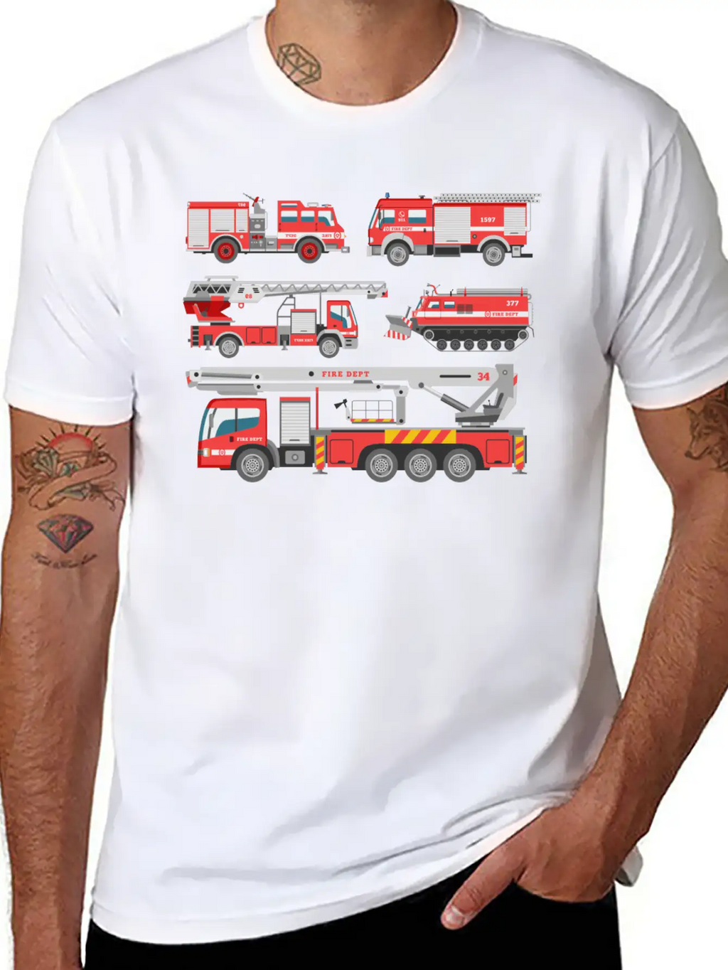 Cool Rescue Fire Trucks Boys Girls Firefighter Unisex Casual T-Shirt – Clean Design For Daily Comfort