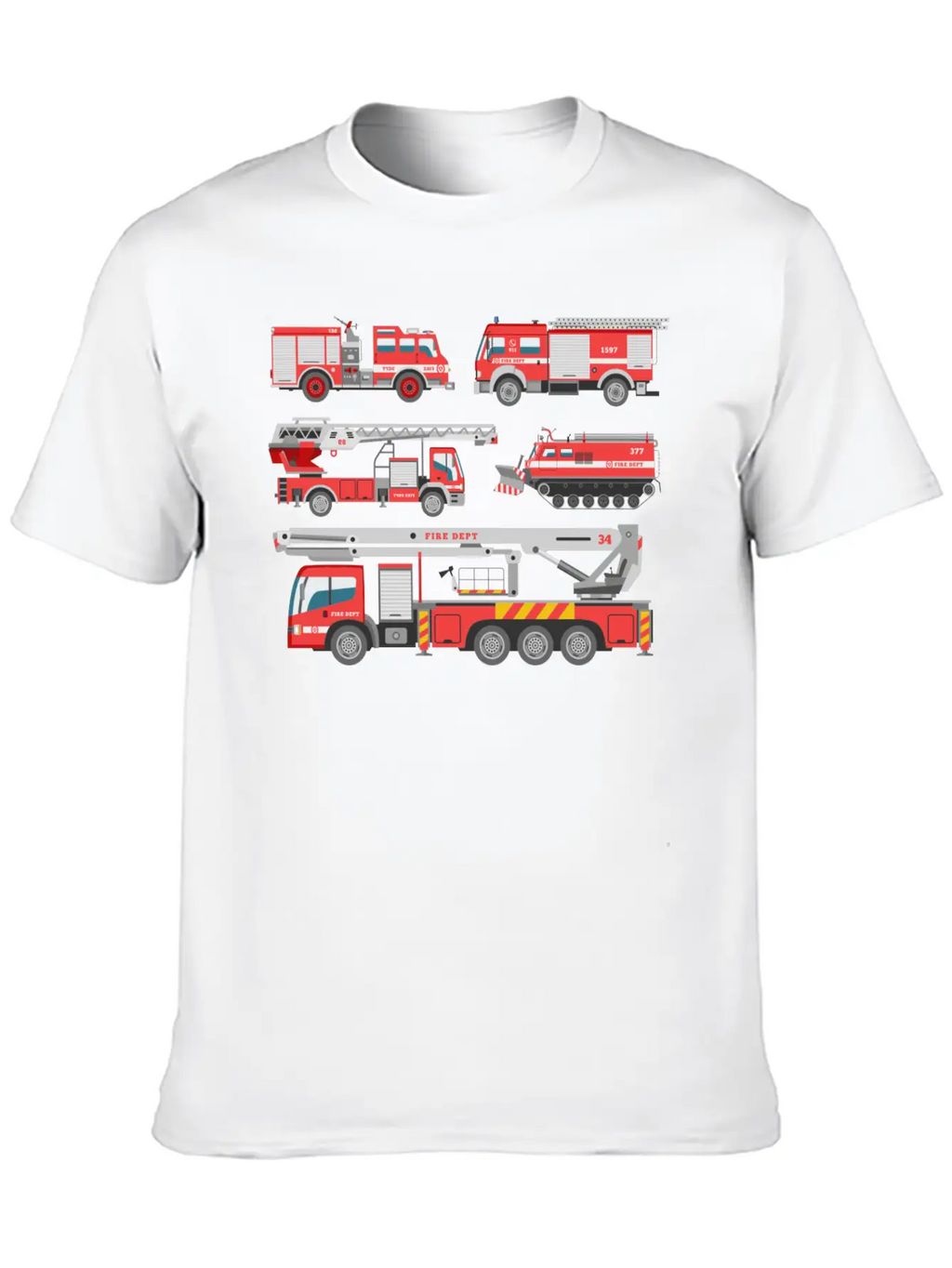 Cool Rescue Fire Trucks Boys Girls Firefighter Unisex Casual T-Shirt – Clean Design For Daily Comfort