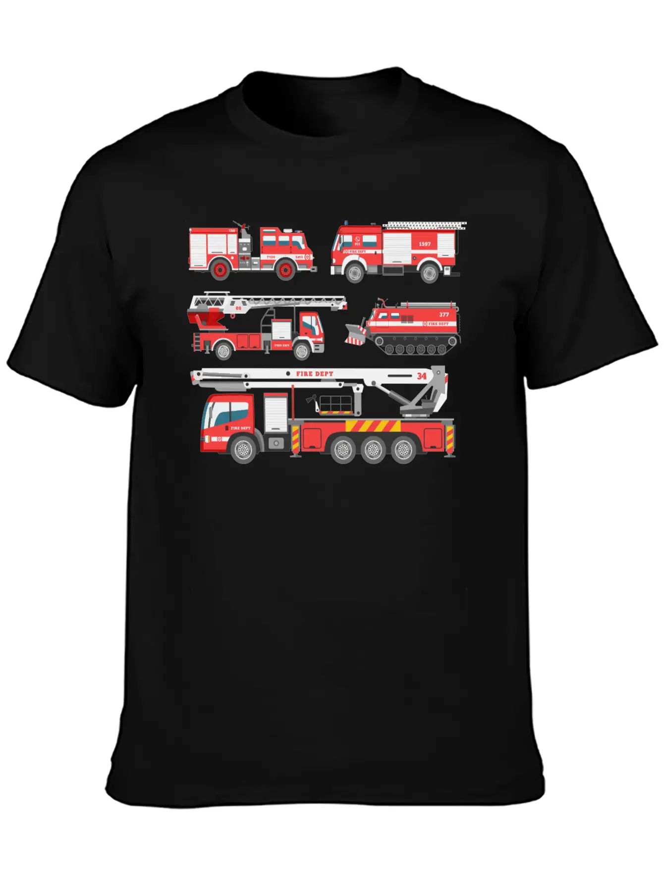 Cool Rescue Fire Trucks Boys Girls Firefighter Unisex Casual T-Shirt – Clean Design For Daily Comfort