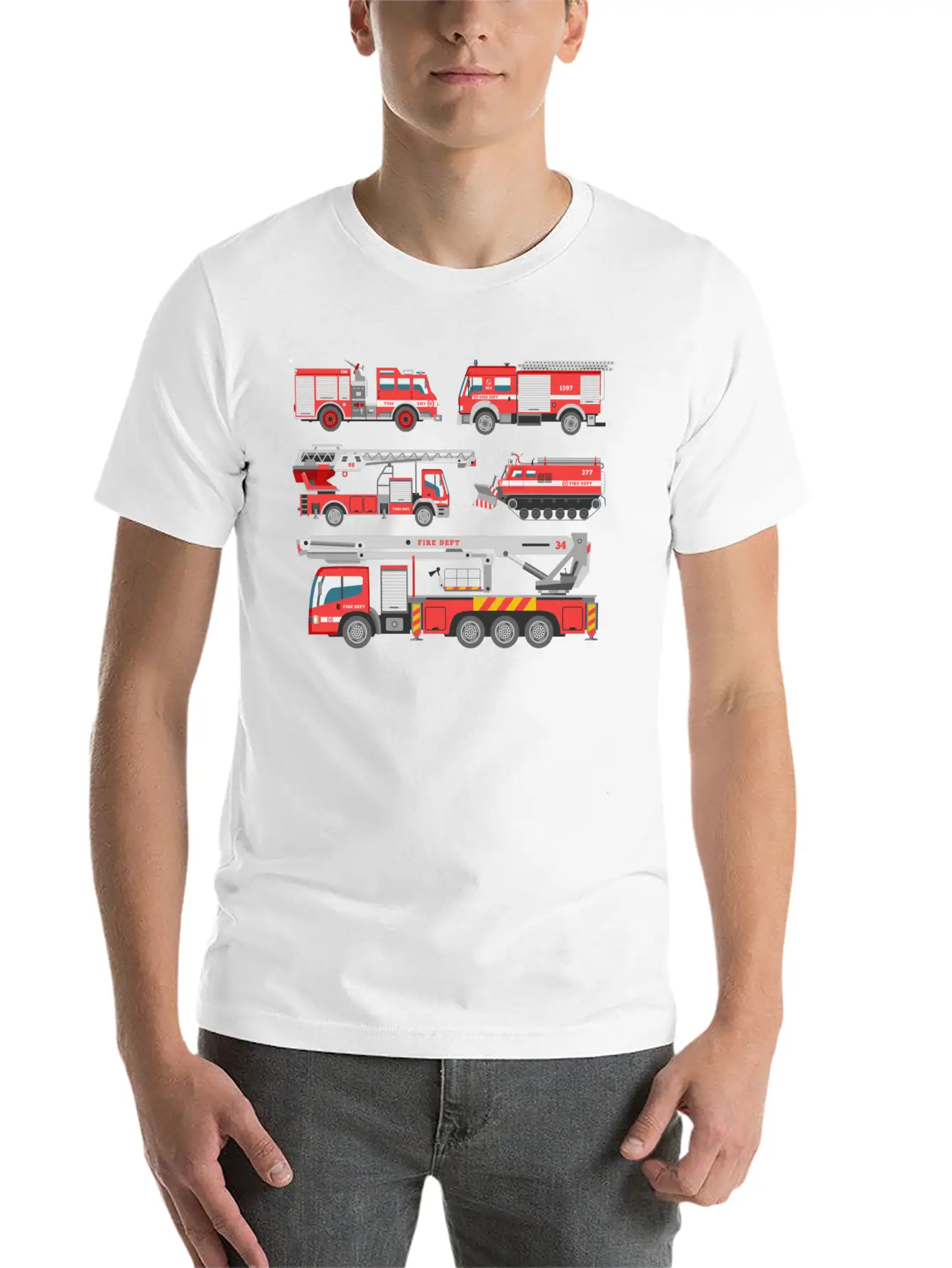 Cool Rescue Fire Trucks Boys Girls Firefighter Unisex Casual T-Shirt – Clean Design For Daily Comfort