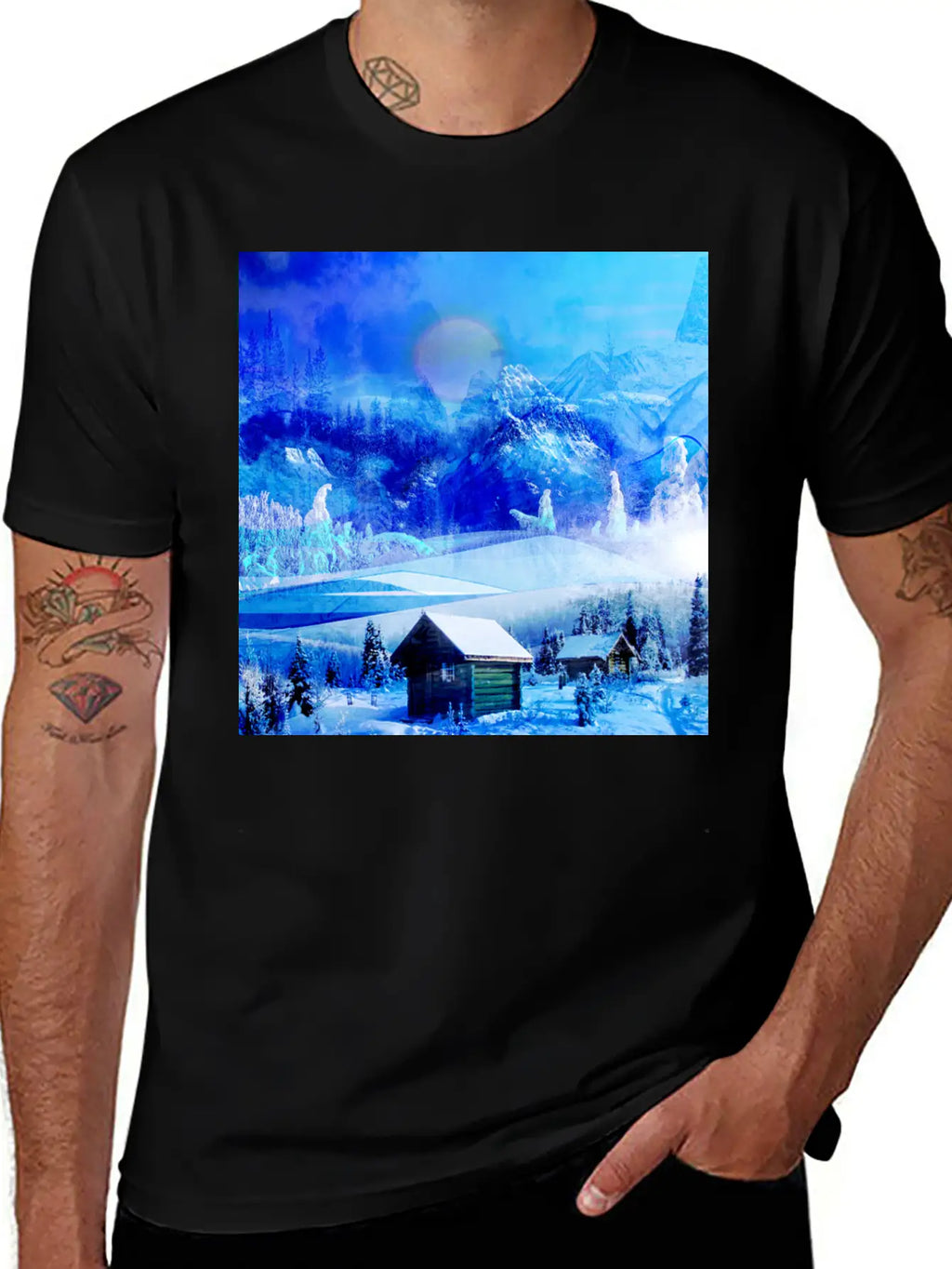 Cool Winter Landscape Christmas Landscape Relaxed Everyday Tee – Lightweight And Durable Cotton