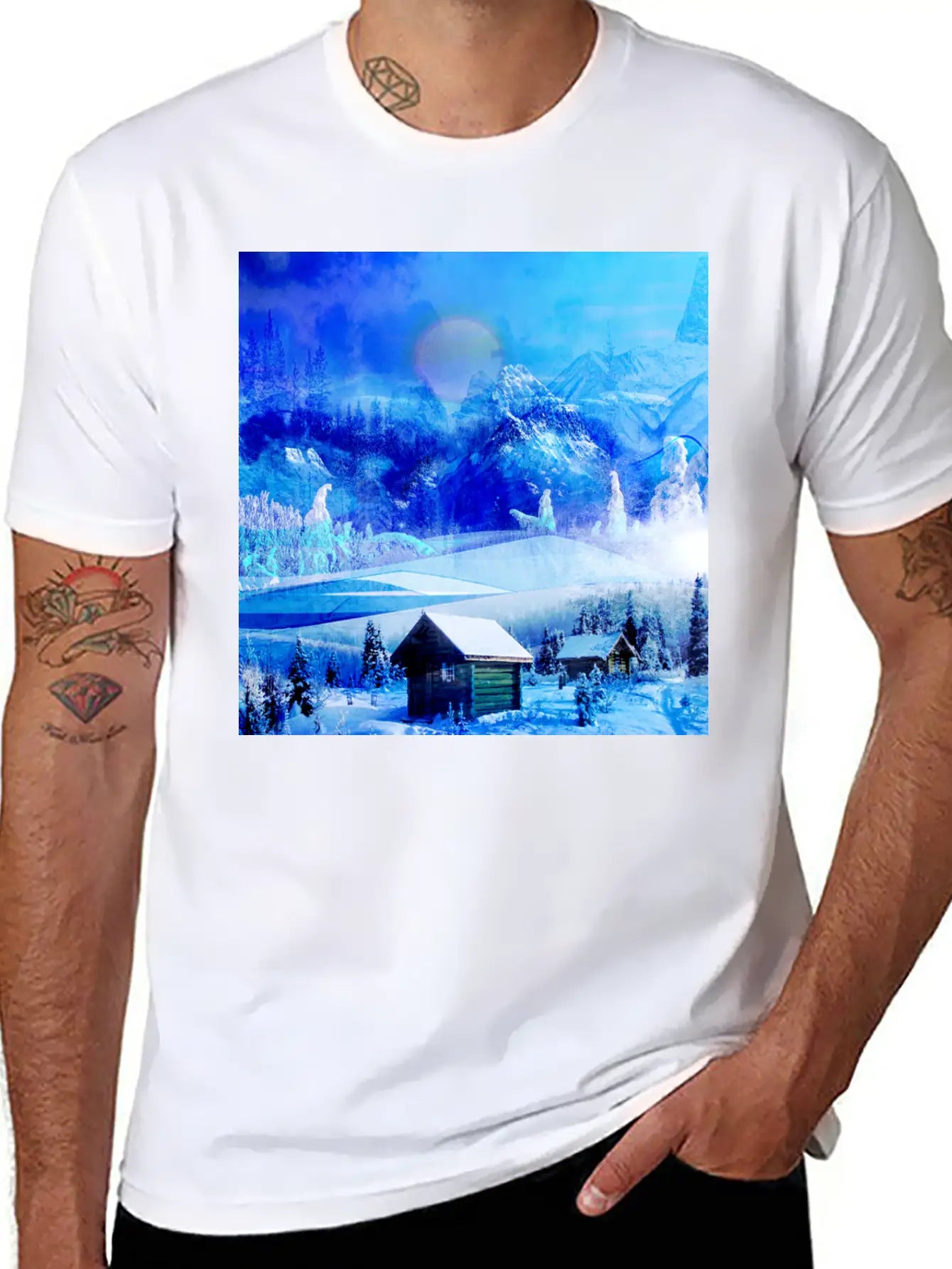 Cool Winter Landscape Christmas Landscape Relaxed Everyday Tee – Lightweight And Durable Cotton