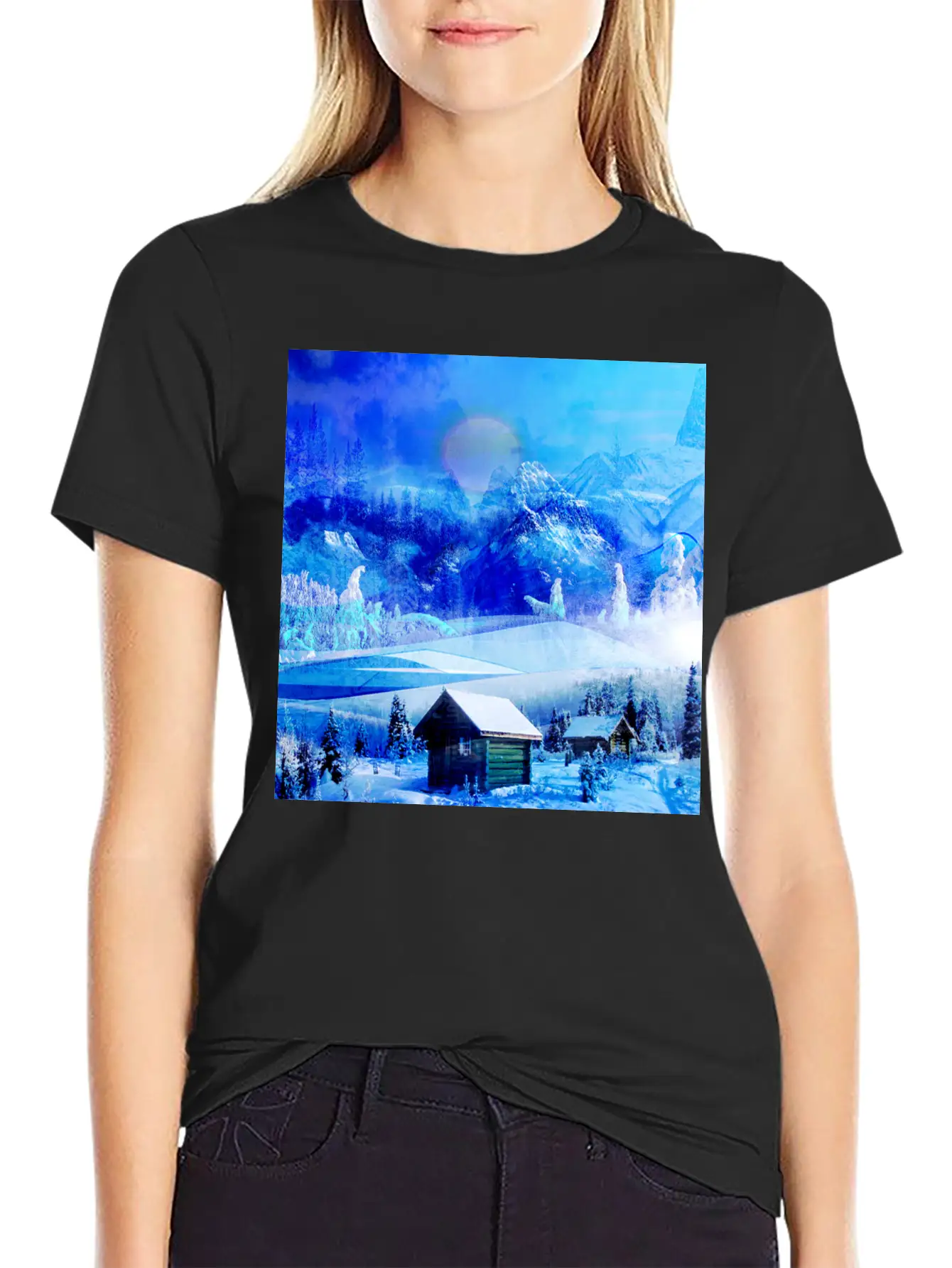 Cool Winter Landscape Christmas Landscape Relaxed Everyday Tee – Lightweight And Durable Cotton