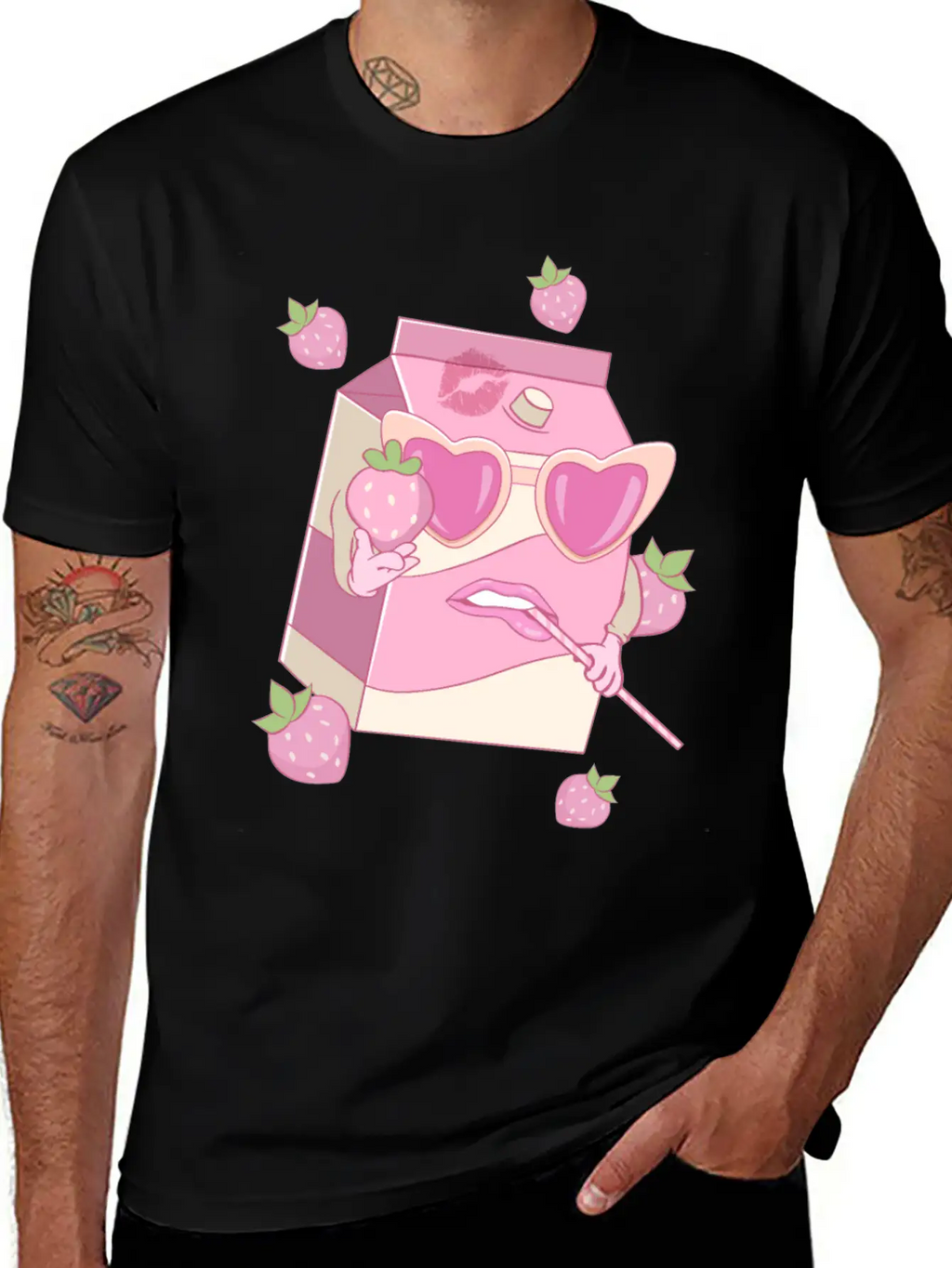 Coquette Aesthetic Pink Strawberry Milk Downtown Unisex Casual T-Shirt – Clean Design For Daily Comfort