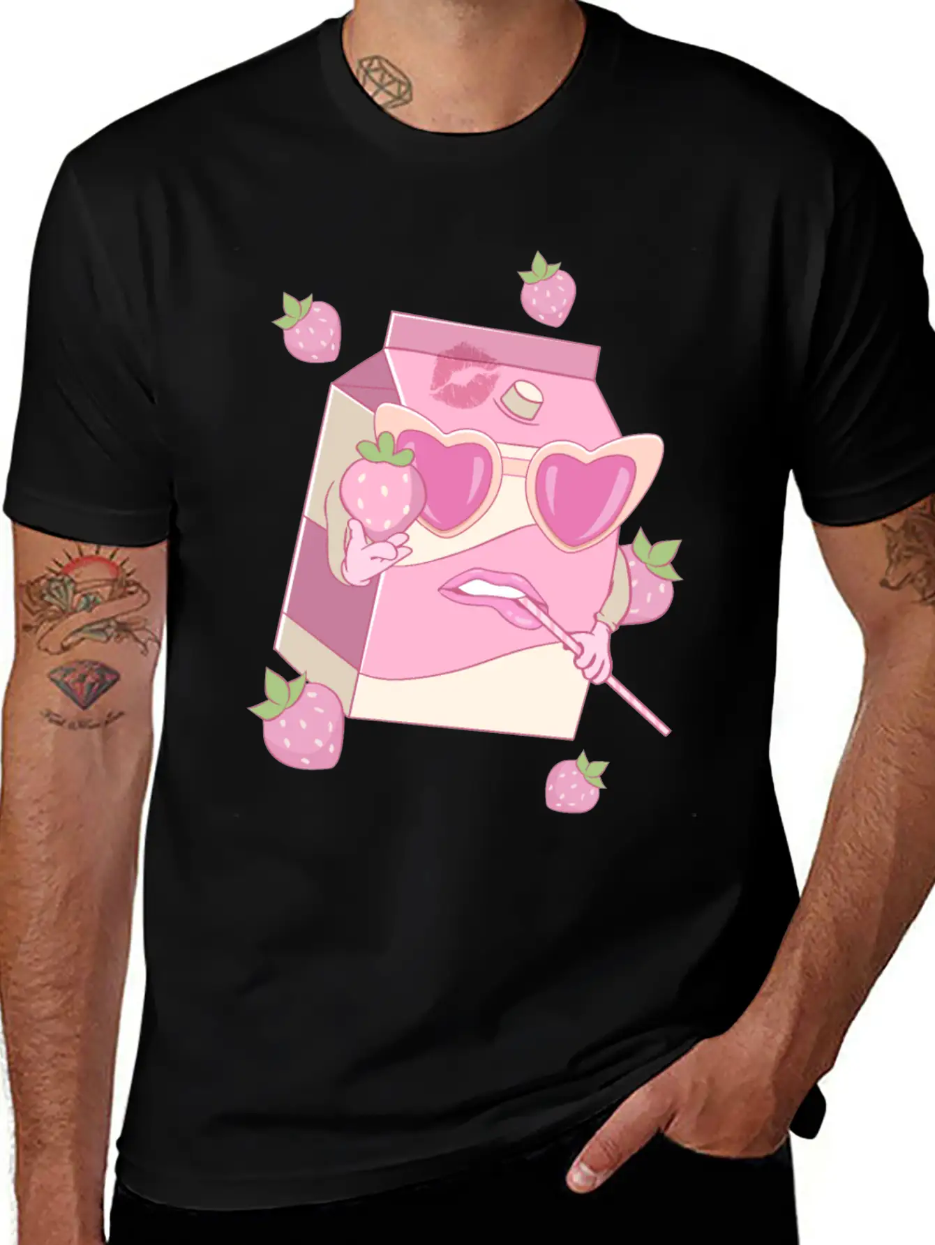 Coquette Aesthetic Pink Strawberry Milk Downtown Unisex Casual T-Shirt – Clean Design For Daily Comfort