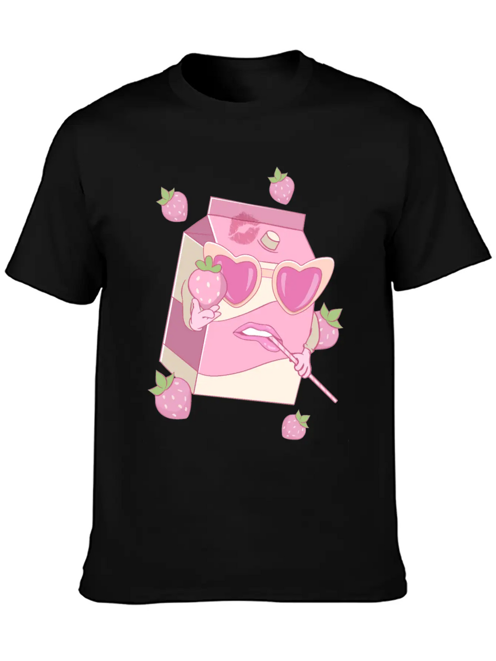 Coquette Aesthetic Pink Strawberry Milk Downtown Unisex Casual T-Shirt – Clean Design For Daily Comfort
