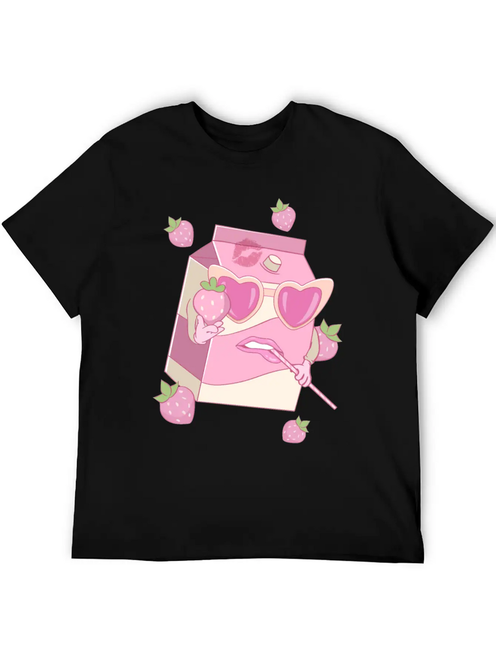 Coquette Aesthetic Pink Strawberry Milk Downtown Unisex Casual T-Shirt – Clean Design For Daily Comfort