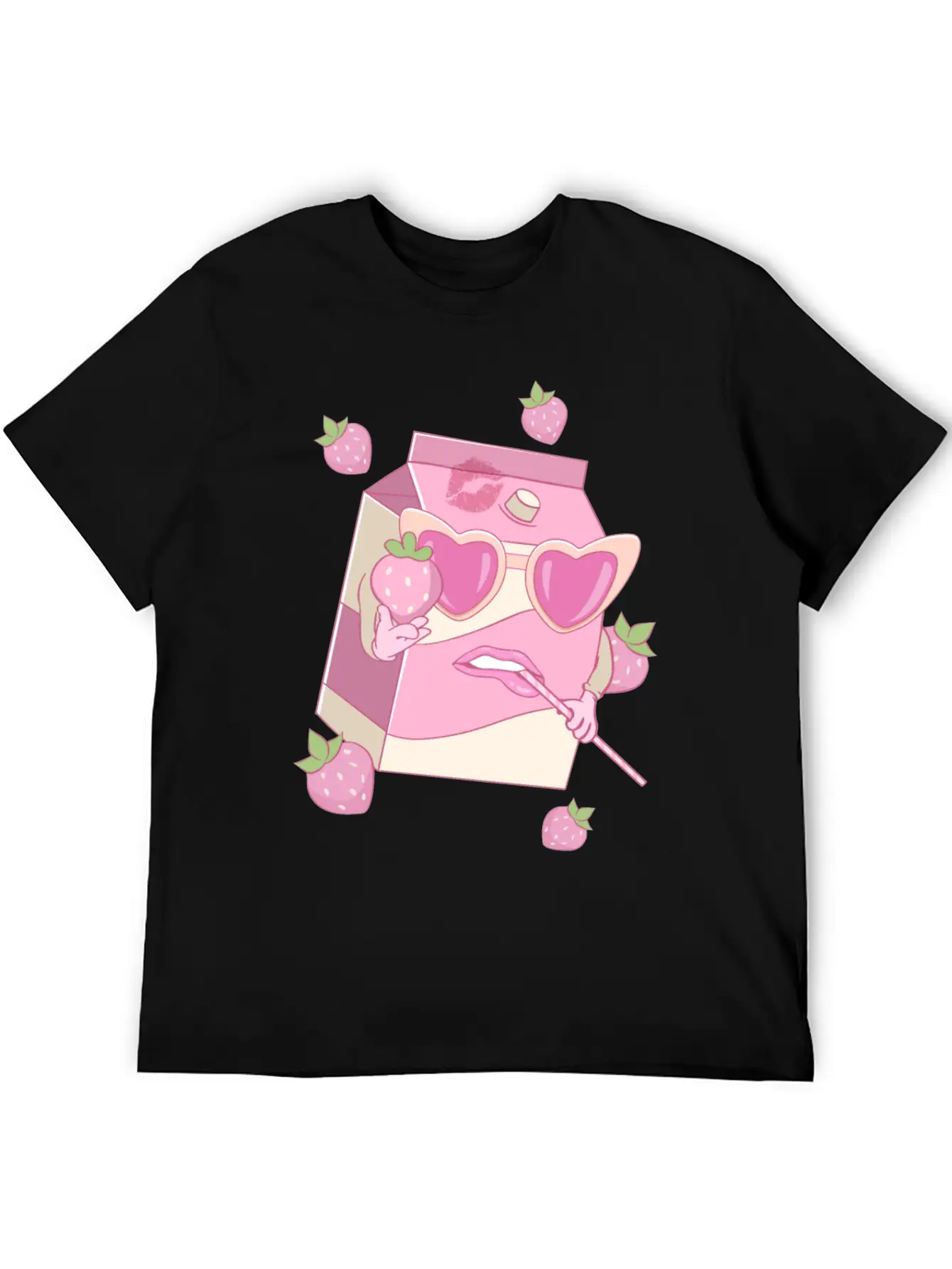 Coquette Aesthetic Pink Strawberry Milk Downtown Unisex Casual T-Shirt – Clean Design For Daily Comfort