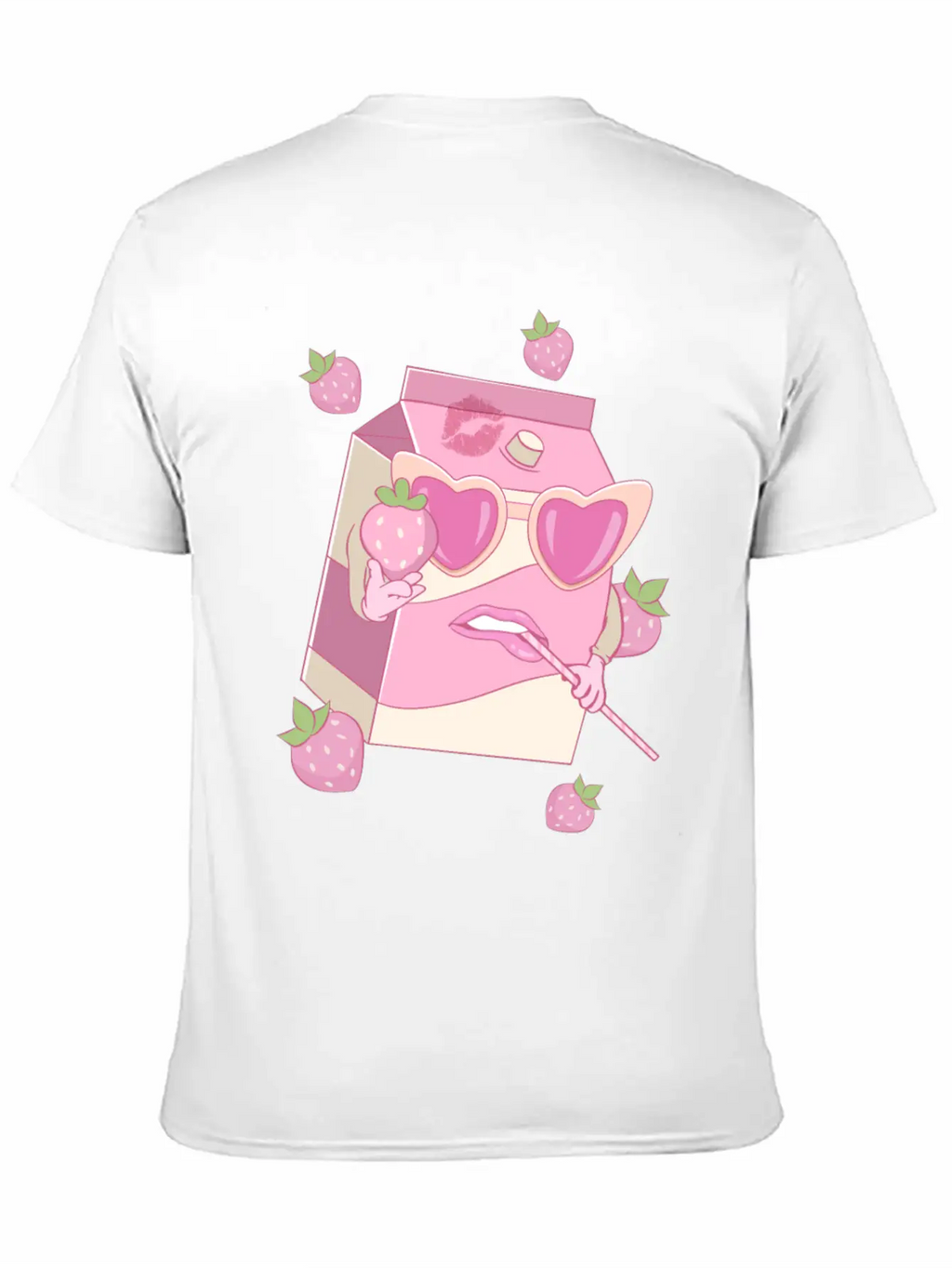 Coquette Aesthetic Pink Strawberry Milk Downtown Unisex Casual T-Shirt – Clean Design For Daily Comfort