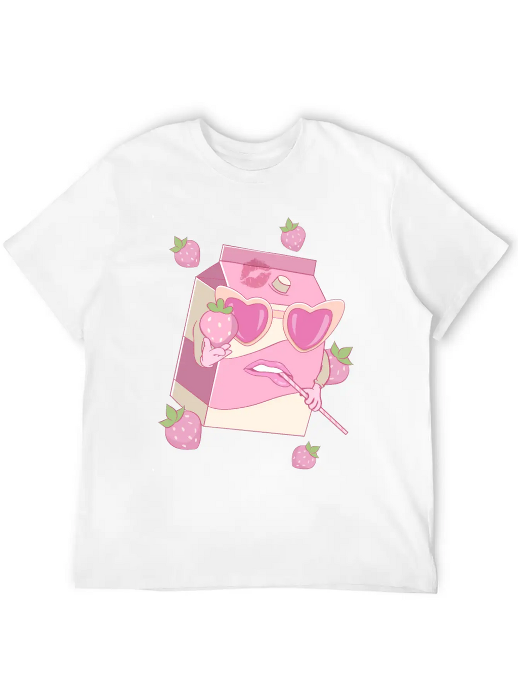 Coquette Aesthetic Pink Strawberry Milk Downtown Unisex Casual T-Shirt – Clean Design For Daily Comfort