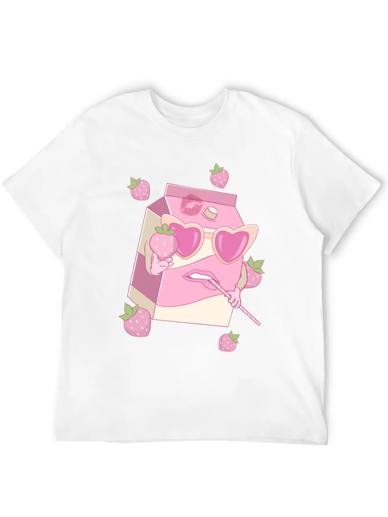Coquette Aesthetic Pink Strawberry Milk Downtown Unisex Casual T-Shirt – Clean Design For Daily Comfort