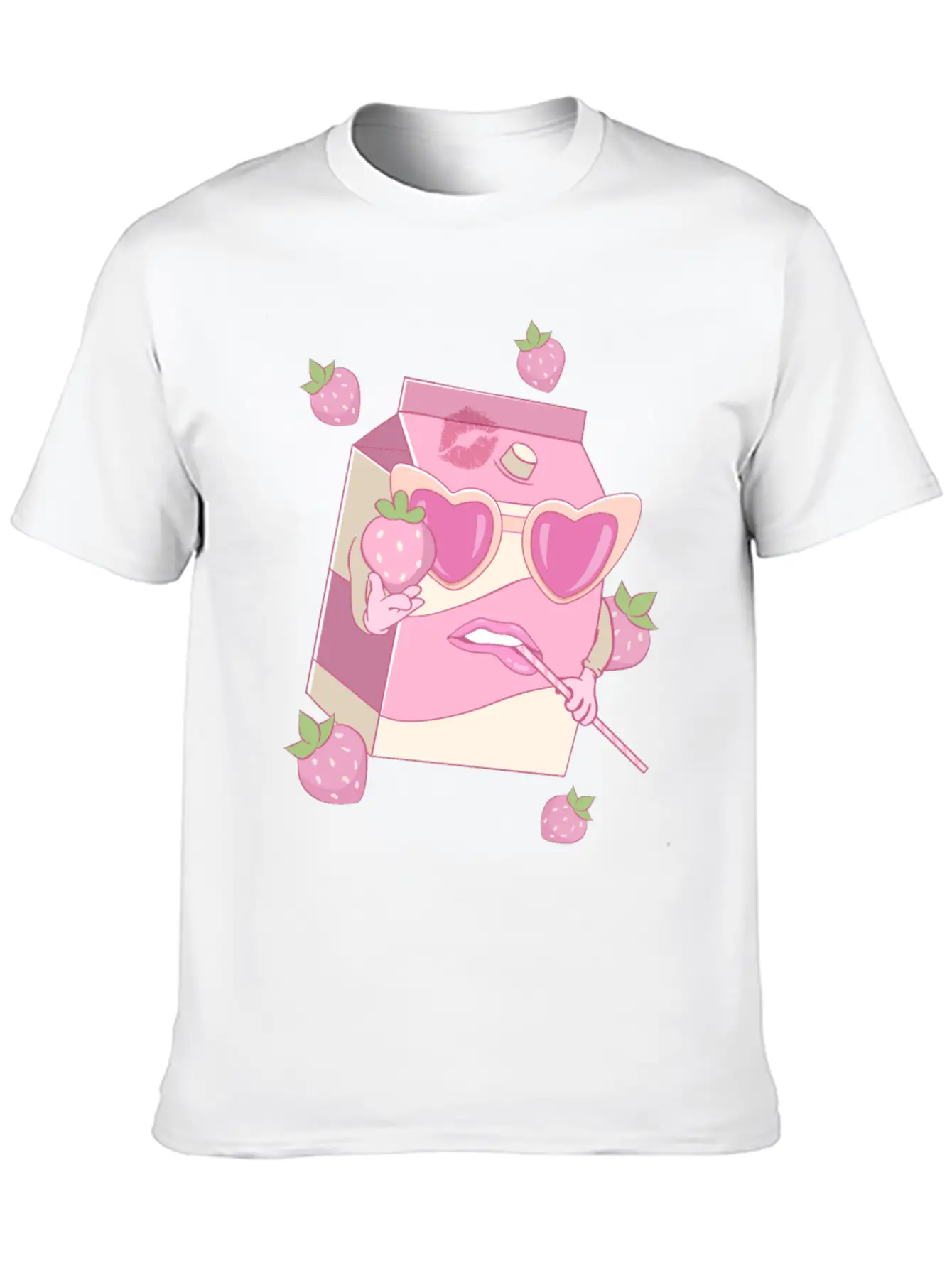 Coquette Aesthetic Pink Strawberry Milk Downtown Unisex Casual T-Shirt – Clean Design For Daily Comfort
