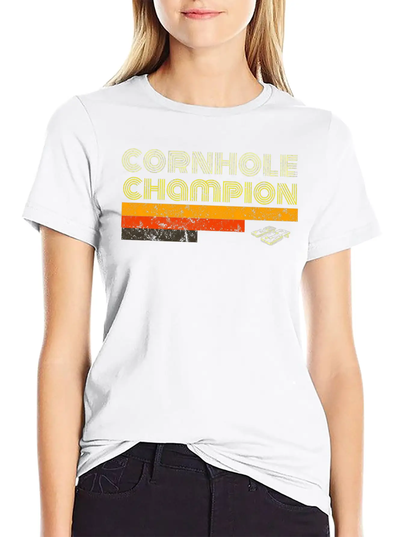 Cornhole Trophy Tshirt Vintage Christmas Gift Men Stylish Everyday T-Shirt – Unisex Basic Cotton Tee