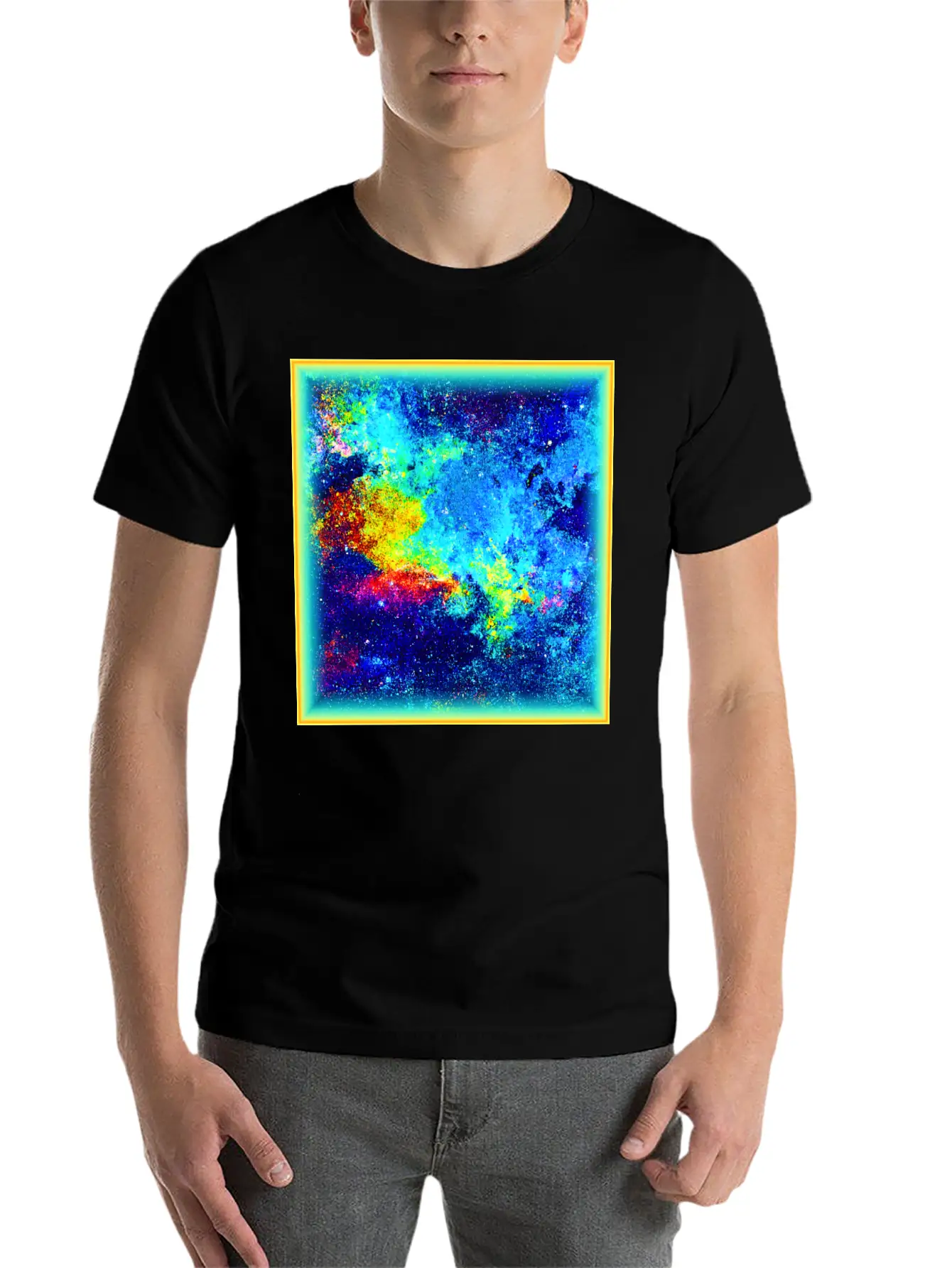 Cosmic Kaleidoscope: Colorful Universe Art Timeless Short Sleeve Tee – Comfy And Minimalist Design