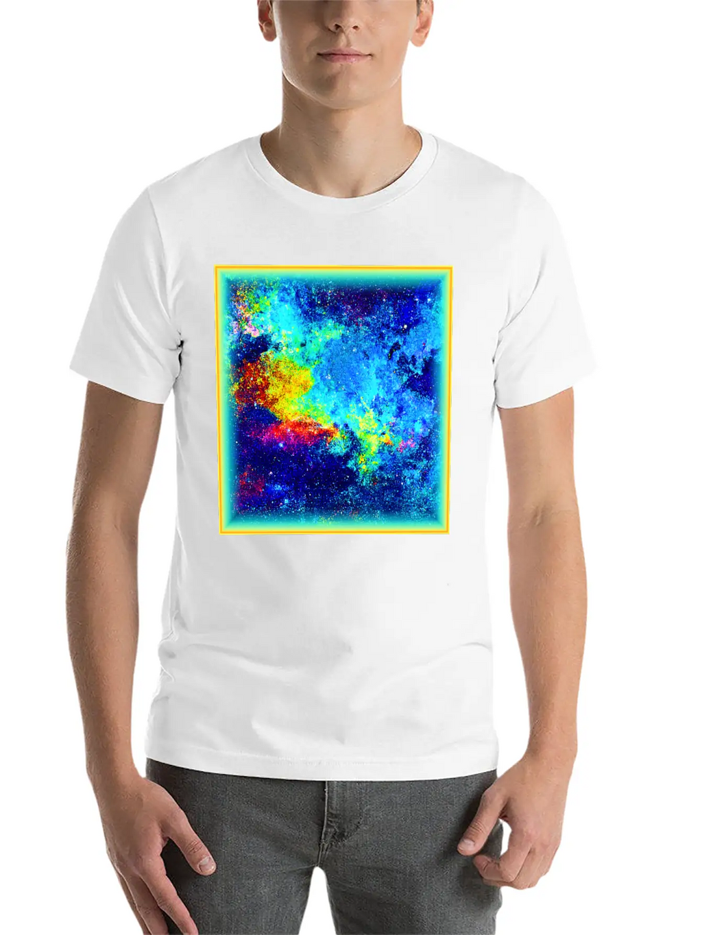 Cosmic Kaleidoscope: Colorful Universe Art Timeless Short Sleeve Tee – Comfy And Minimalist Design
