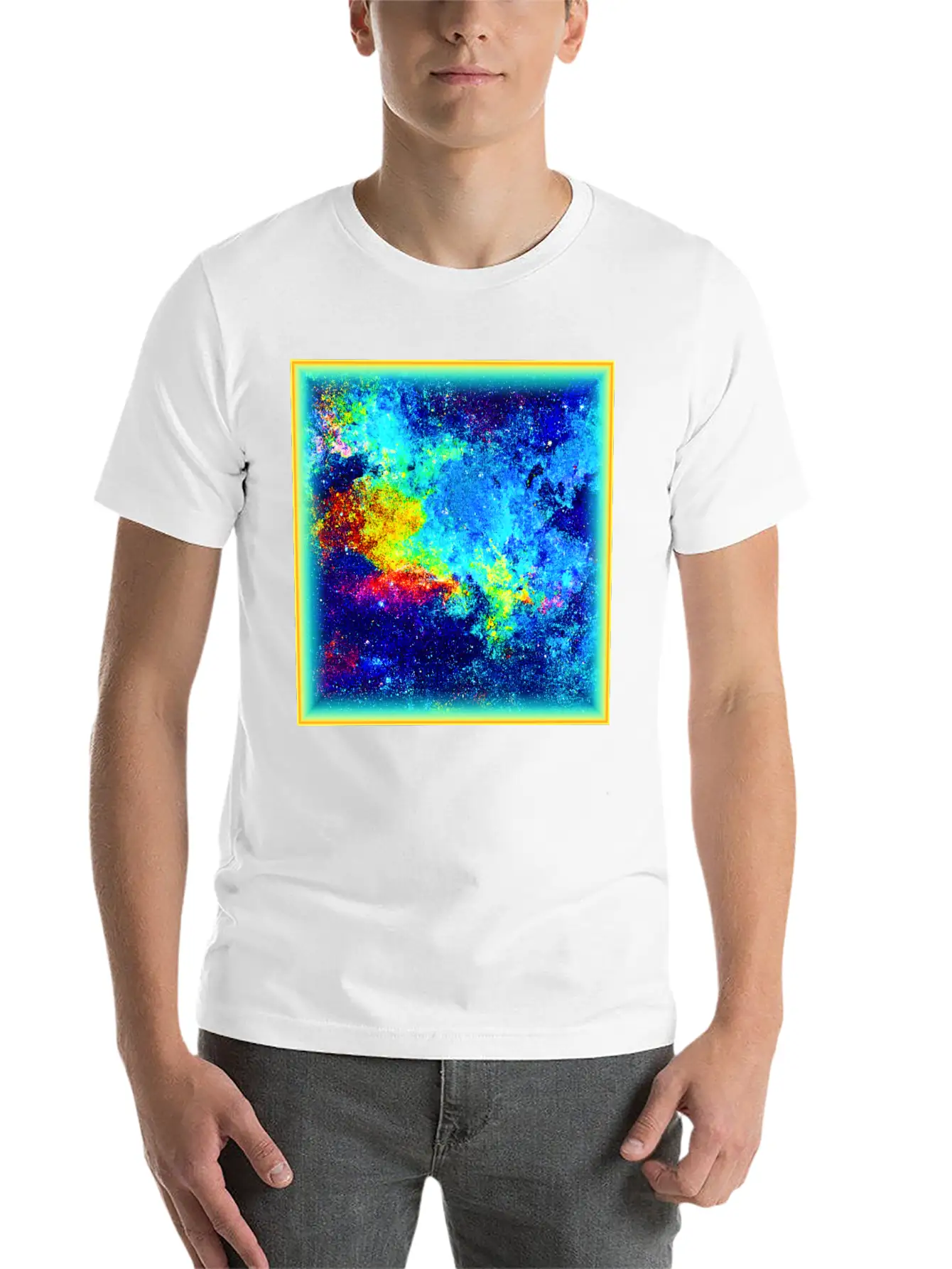 Cosmic Kaleidoscope: Colorful Universe Art Timeless Short Sleeve Tee – Comfy And Minimalist Design